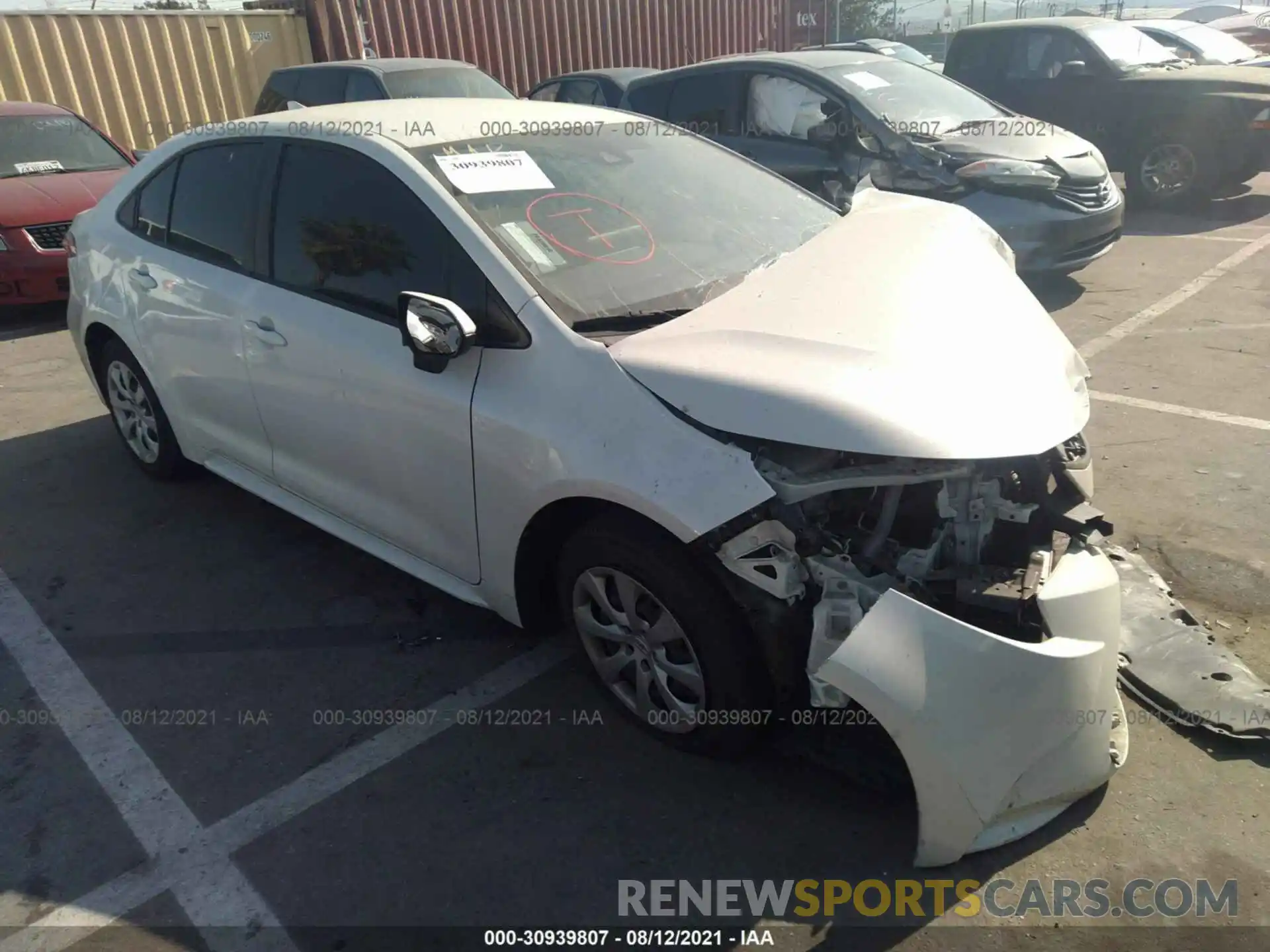 1 Photograph of a damaged car JTDEPRAE6LJ060895 TOYOTA COROLLA 2020