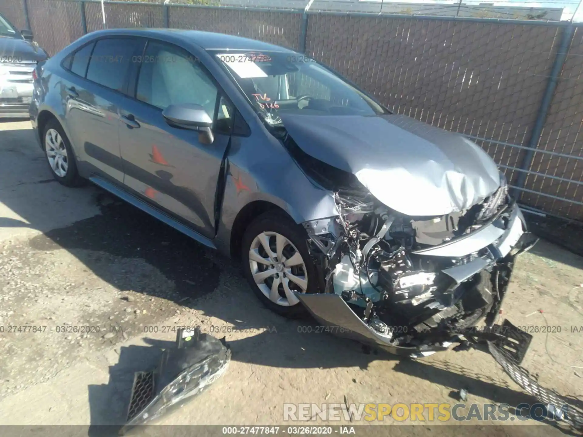 1 Photograph of a damaged car JTDEPRAE6LJ095548 TOYOTA COROLLA 2020