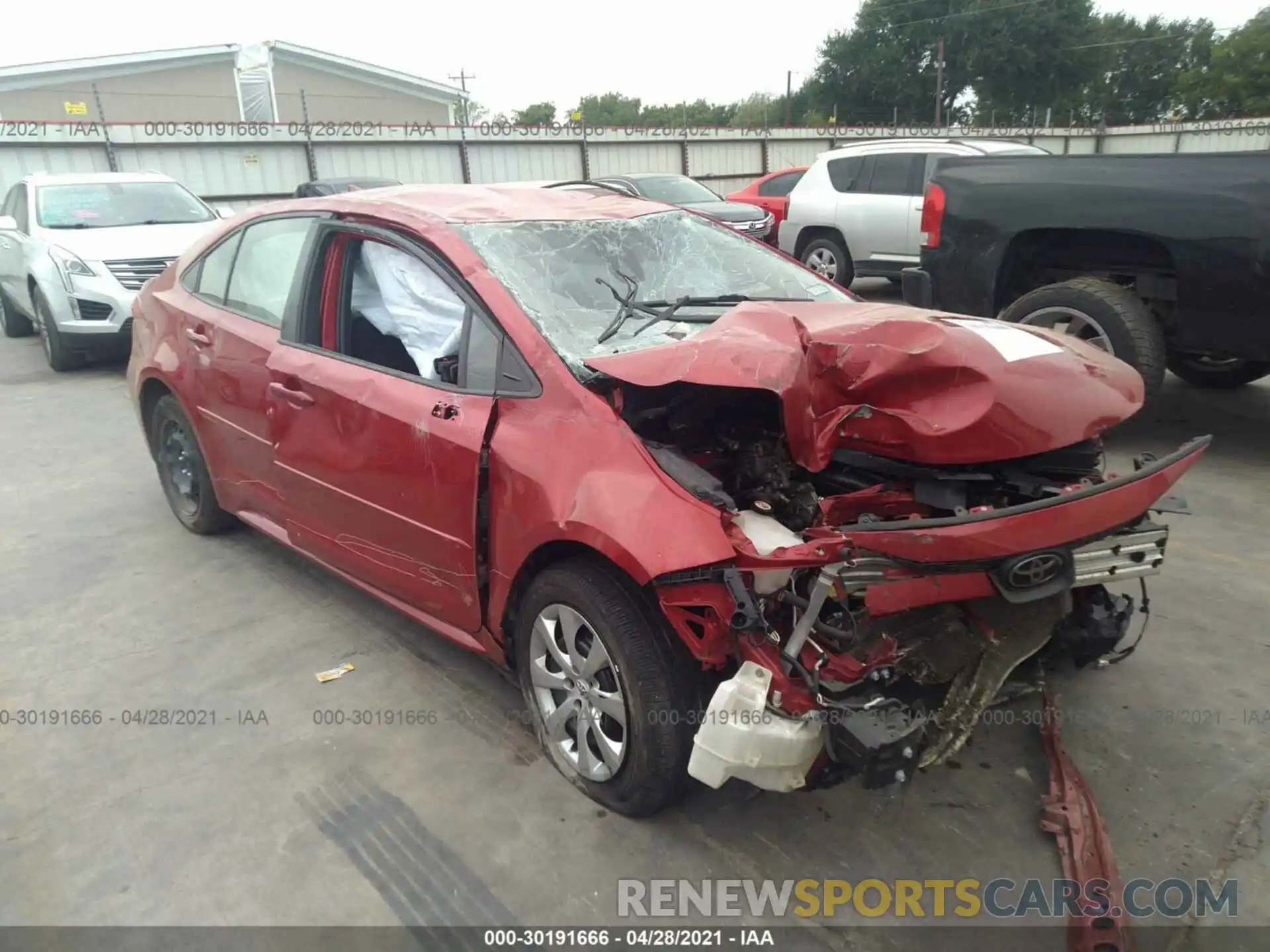 1 Photograph of a damaged car JTDEPRAE6LJ104619 TOYOTA COROLLA 2020