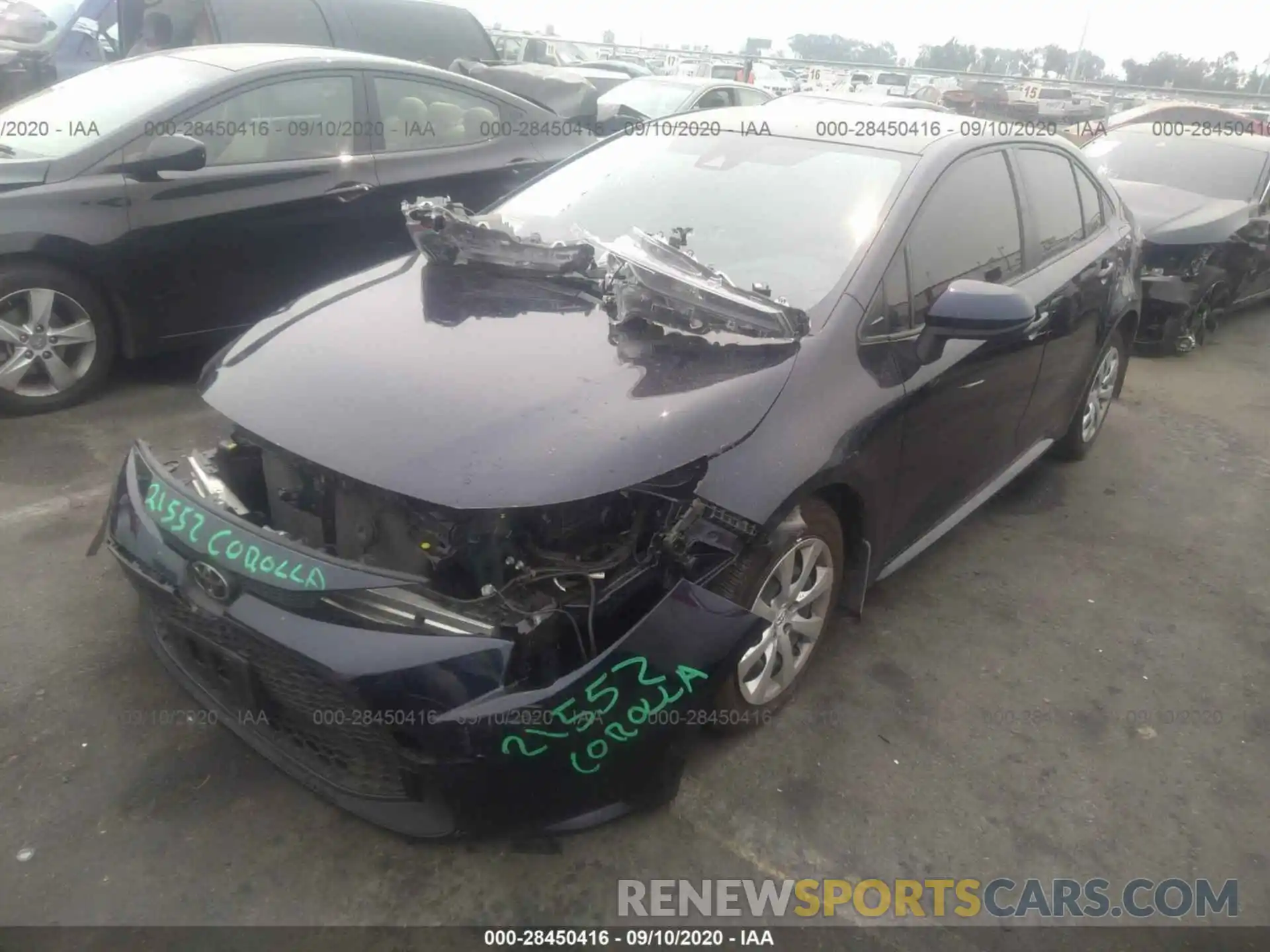 2 Photograph of a damaged car JTDEPRAE6LJ116365 TOYOTA COROLLA 2020