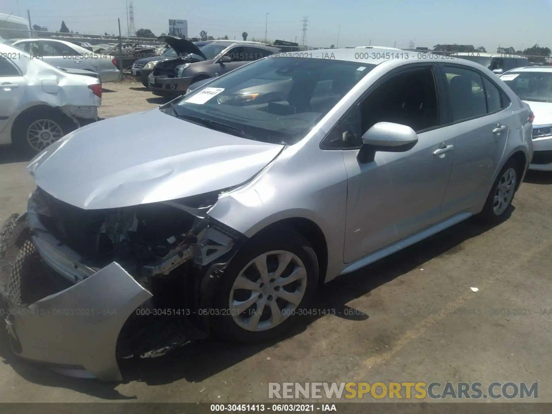 2 Photograph of a damaged car JTDEPRAE7LJ049047 TOYOTA COROLLA 2020