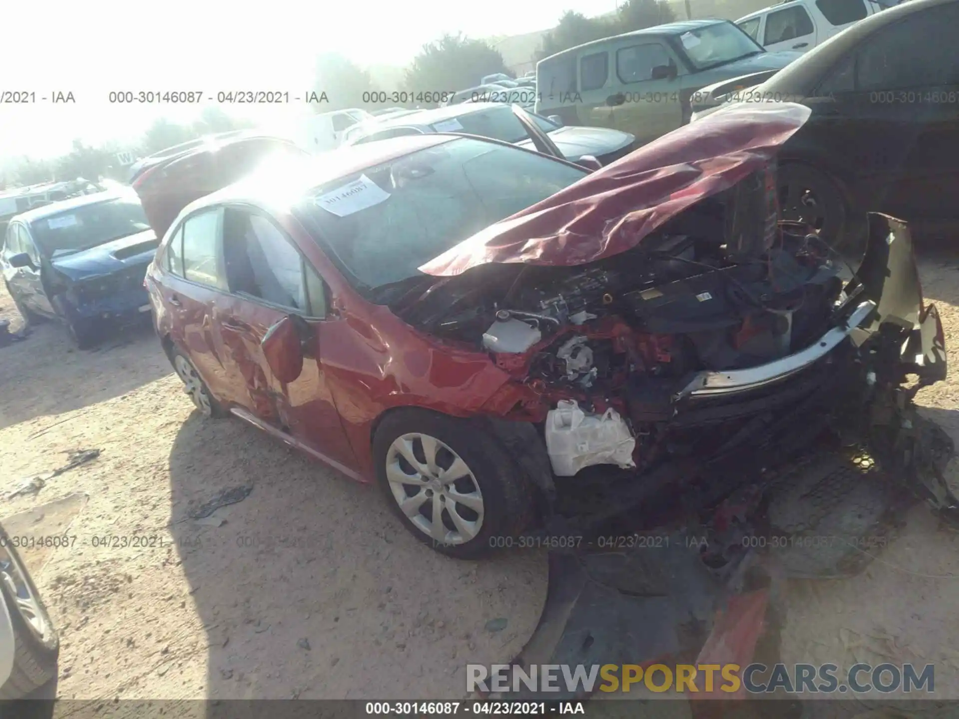 1 Photograph of a damaged car JTDEPRAE7LJ072196 TOYOTA COROLLA 2020