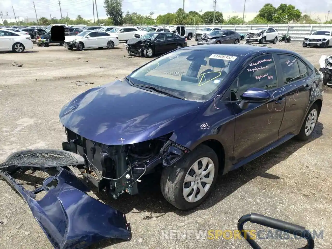 2 Photograph of a damaged car JTDEPRAE7LJ076393 TOYOTA COROLLA 2020