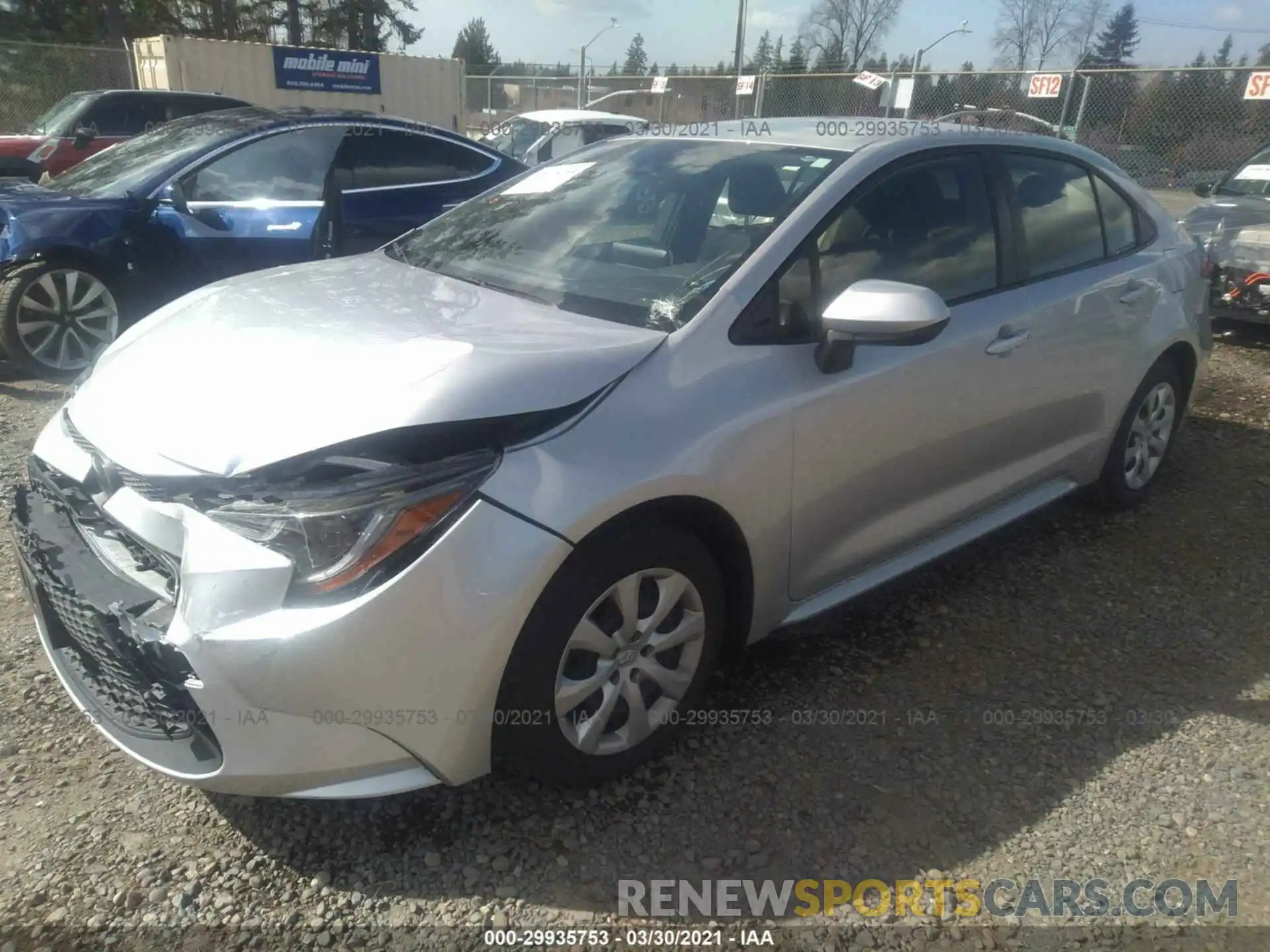 2 Photograph of a damaged car JTDEPRAE7LJ091024 TOYOTA COROLLA 2020