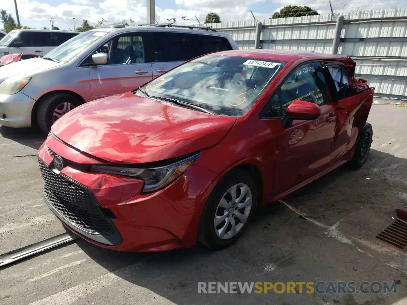 2 Photograph of a damaged car JTDEPRAE7LJ099527 TOYOTA COROLLA 2020