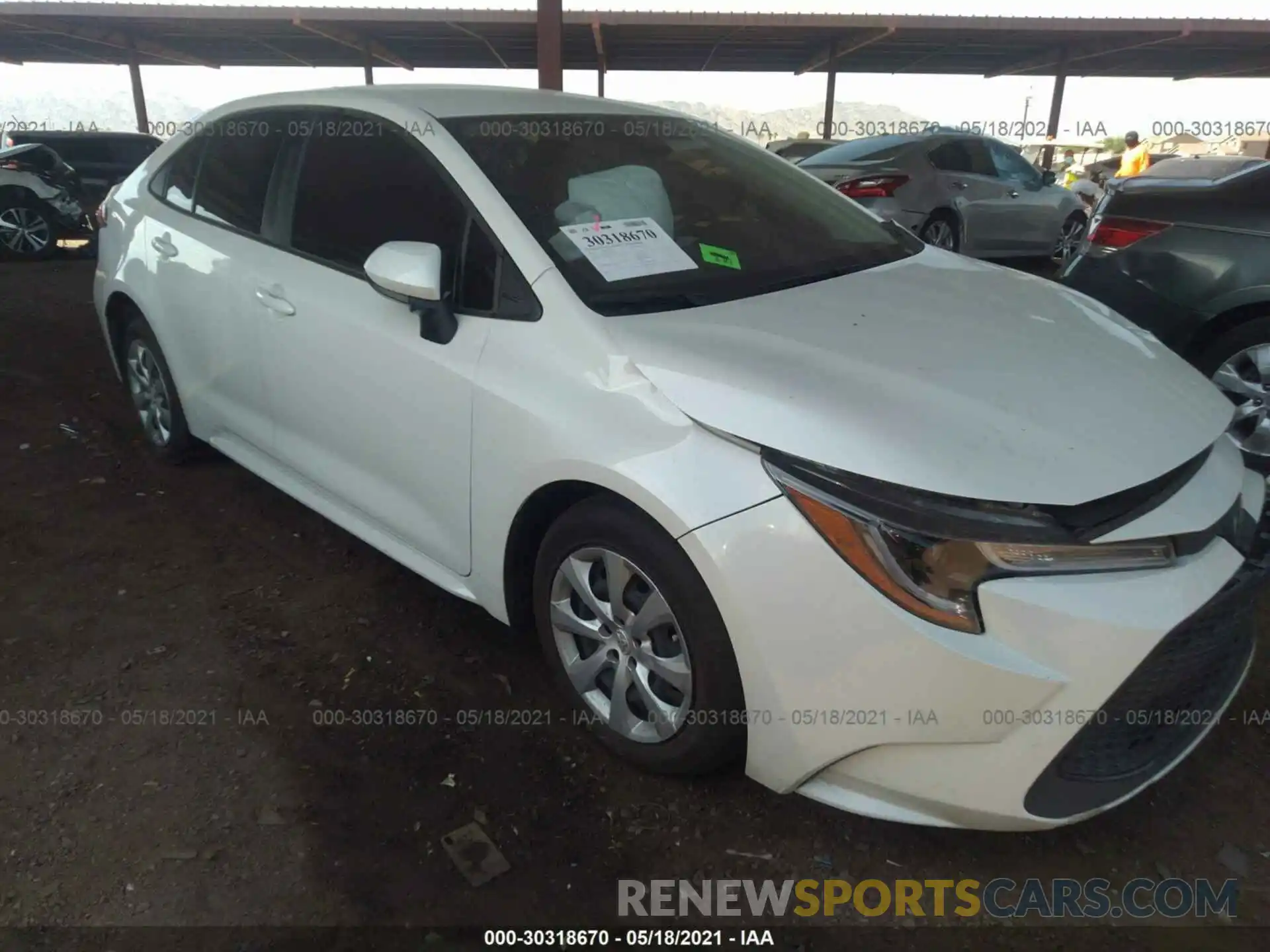 1 Photograph of a damaged car JTDEPRAE8LJ032371 TOYOTA COROLLA 2020