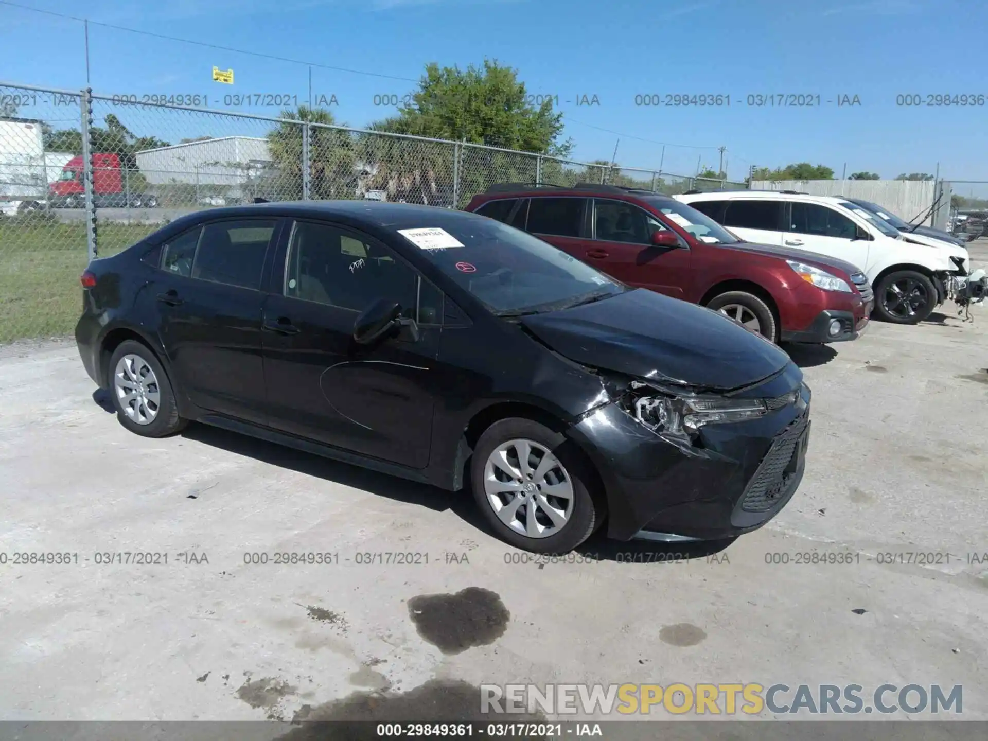 1 Photograph of a damaged car JTDEPRAE8LJ036419 TOYOTA COROLLA 2020