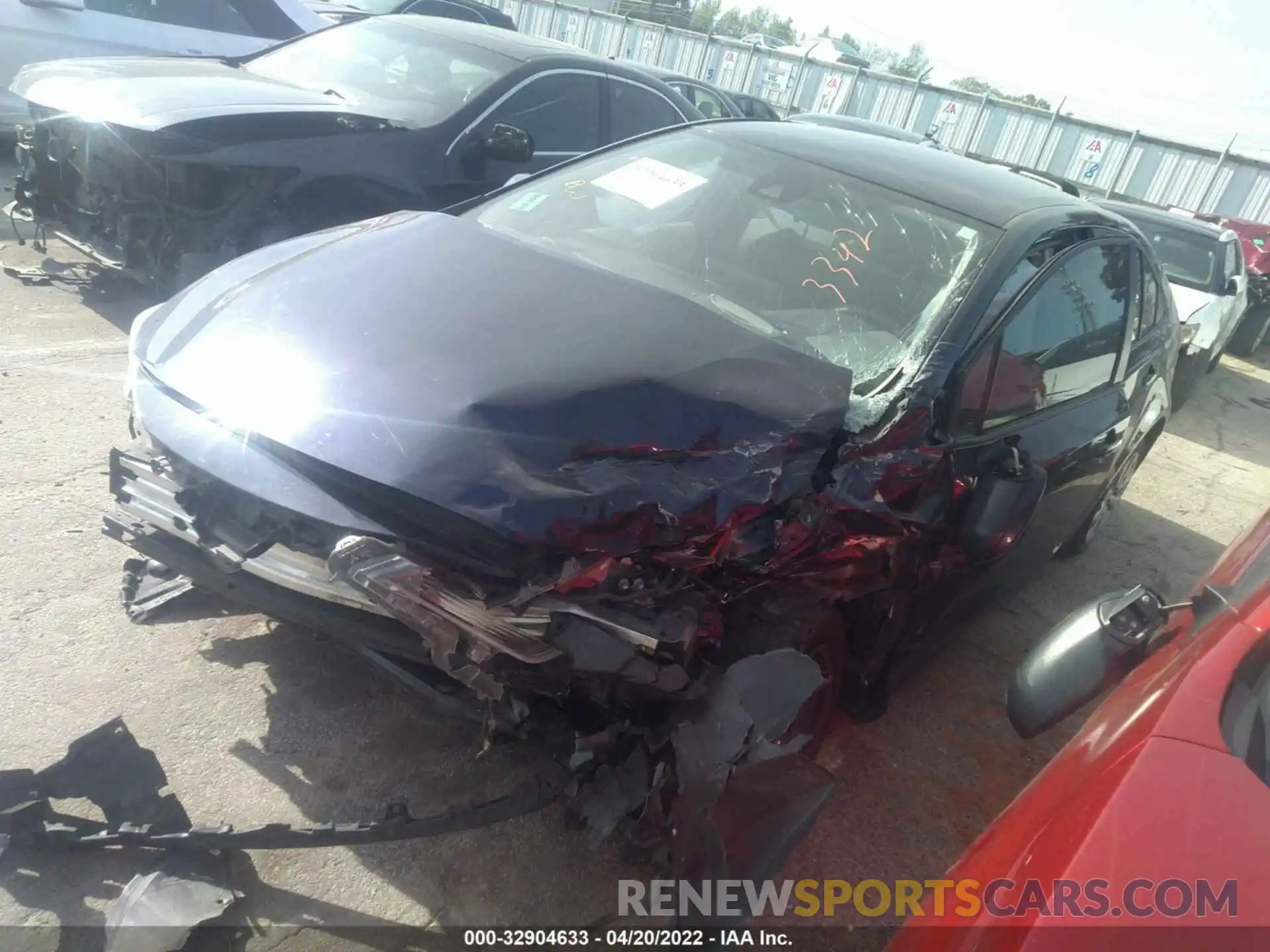 2 Photograph of a damaged car JTDEPRAE8LJ073342 TOYOTA COROLLA 2020