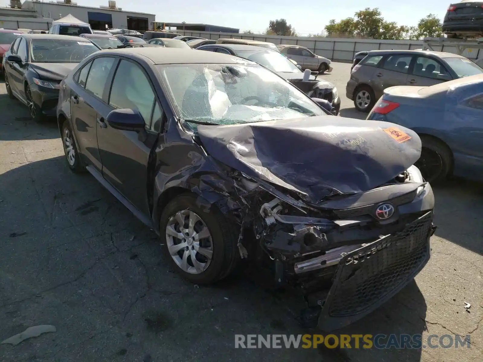 1 Photograph of a damaged car JTDEPRAE8LJ081456 TOYOTA COROLLA 2020