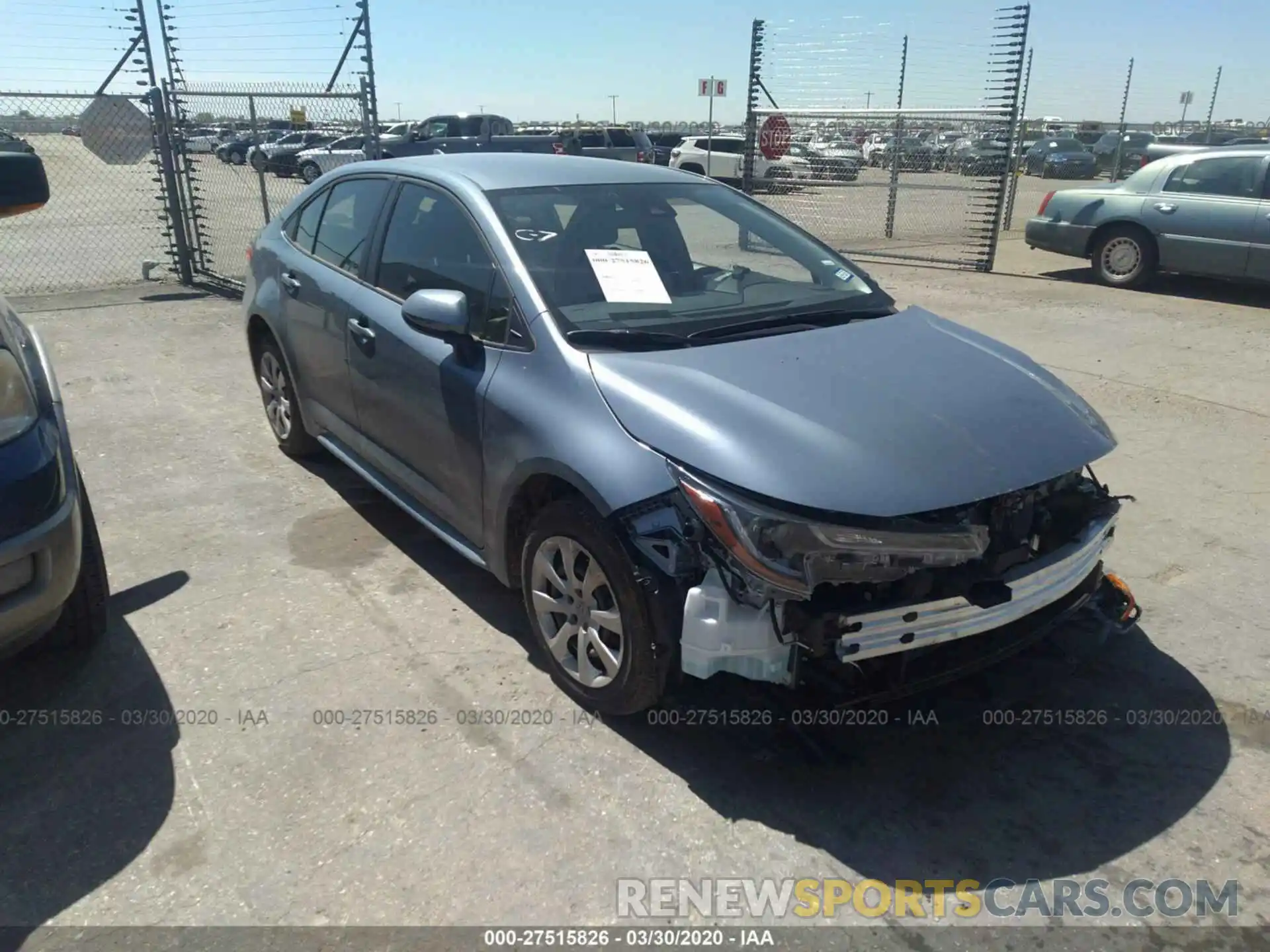 1 Photograph of a damaged car JTDEPRAE8LJ084650 TOYOTA COROLLA 2020