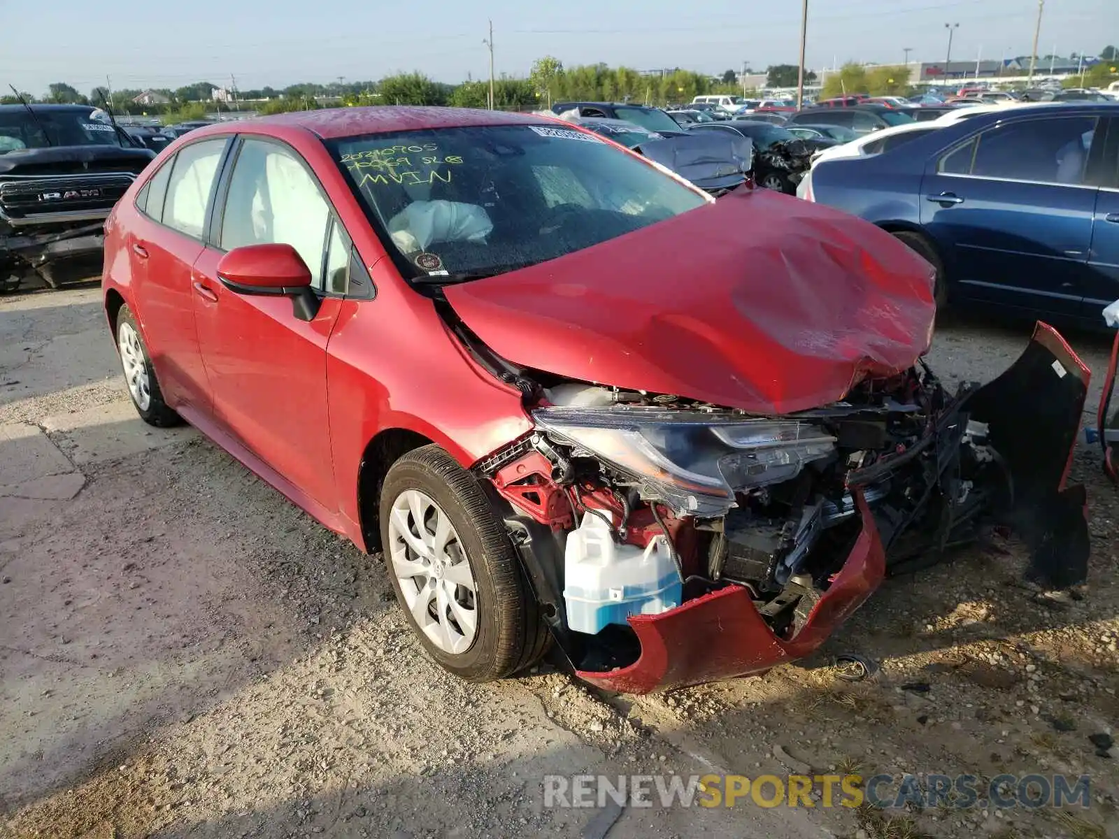 1 Photograph of a damaged car JTDEPRAE8LJ100782 TOYOTA COROLLA 2020