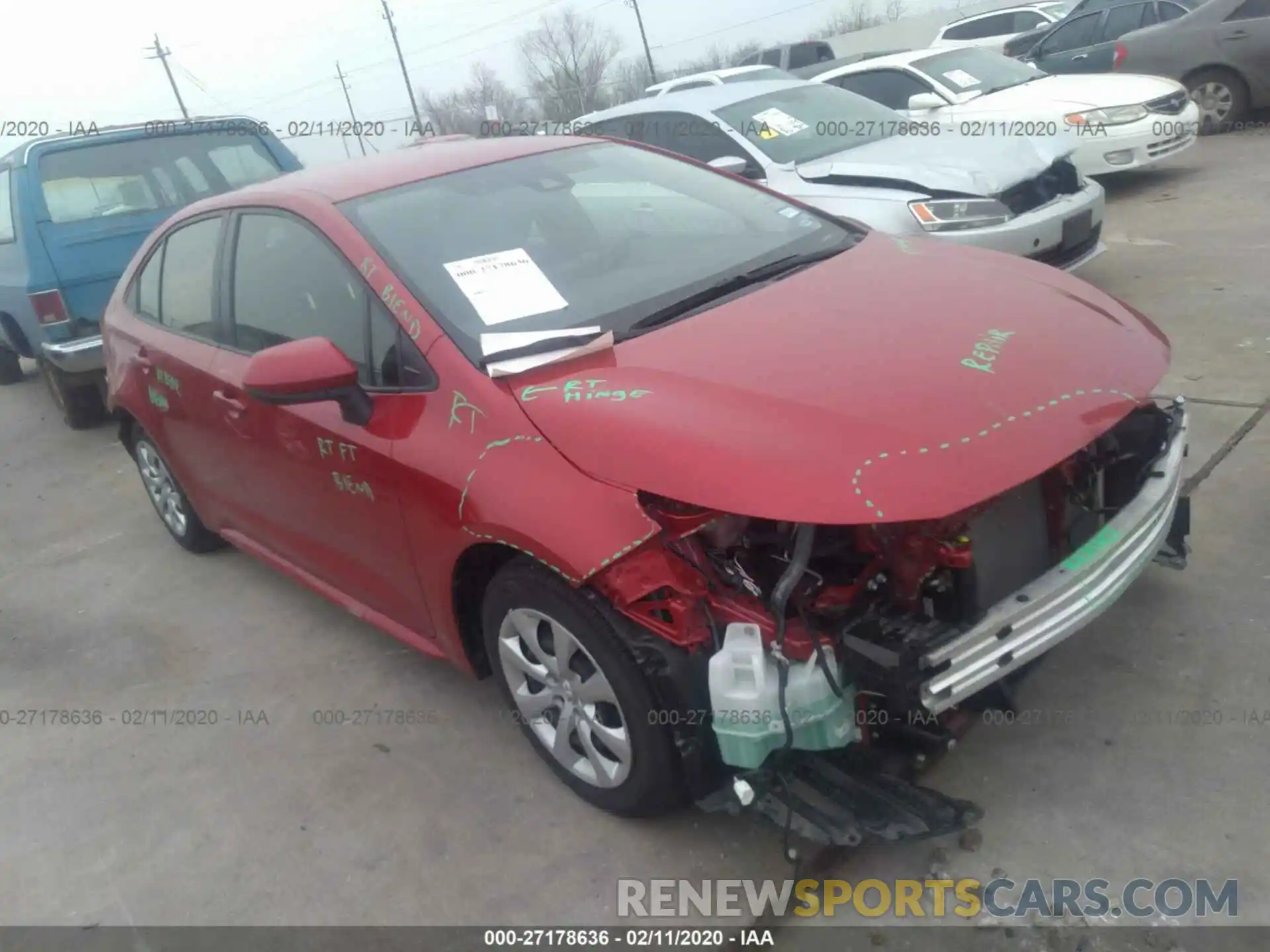 1 Photograph of a damaged car JTDEPRAE9LJ016471 TOYOTA COROLLA 2020