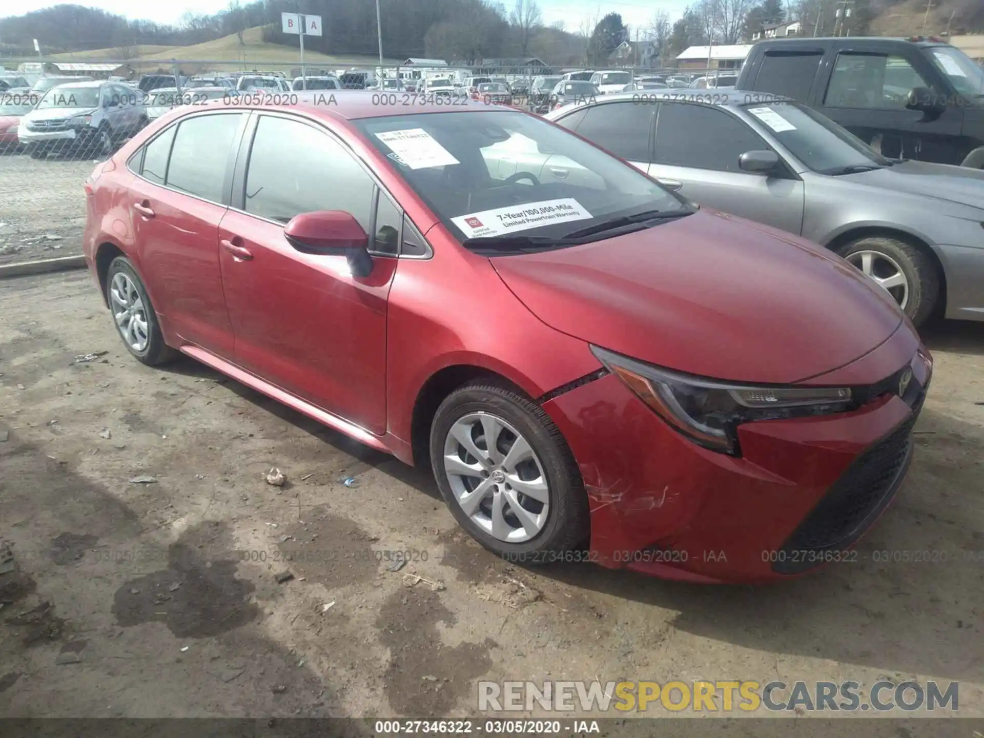 1 Photograph of a damaged car JTDEPRAE9LJ019502 TOYOTA COROLLA 2020