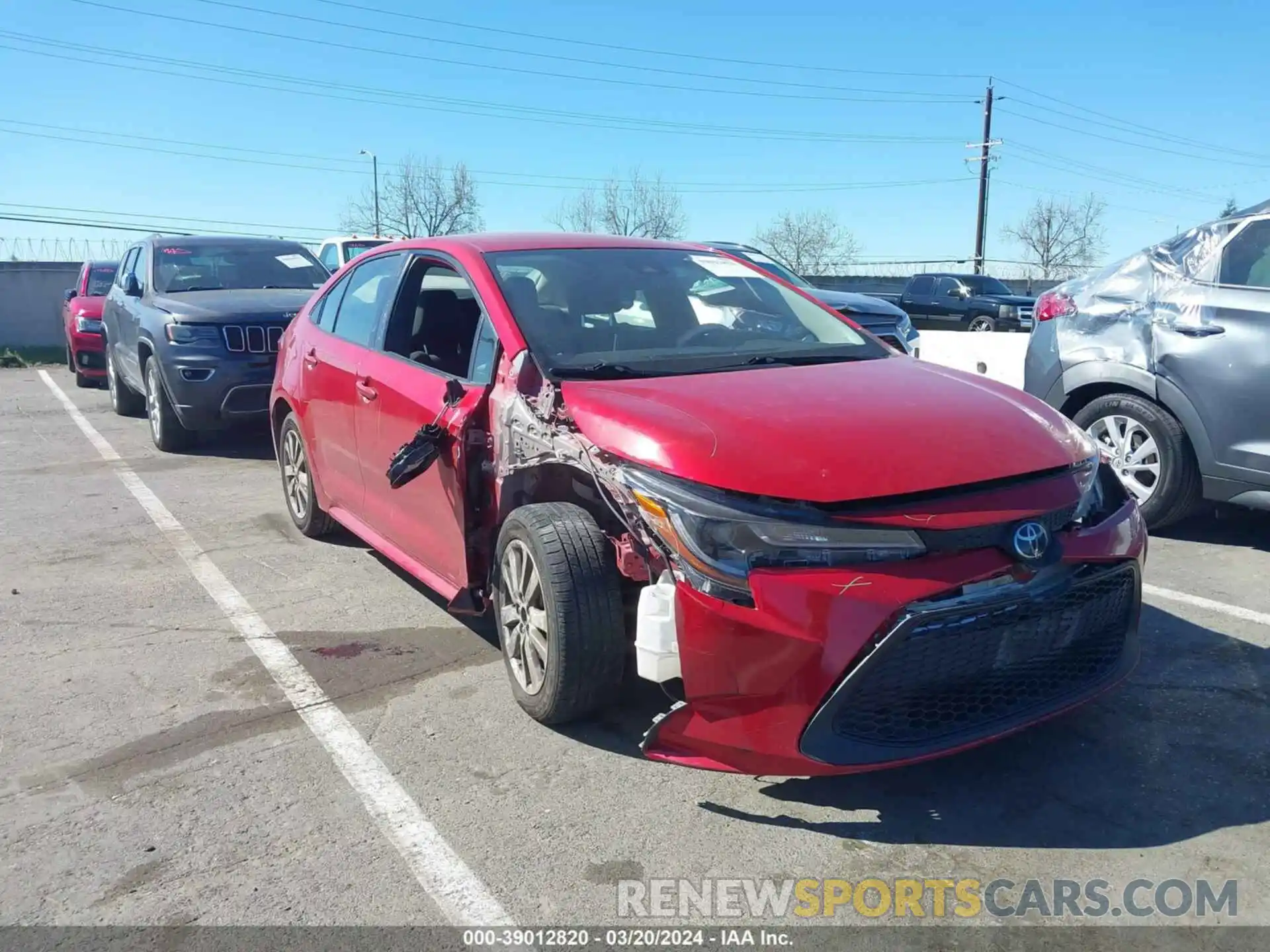 1 Photograph of a damaged car JTDEPRAE9LJ023419 TOYOTA COROLLA 2020