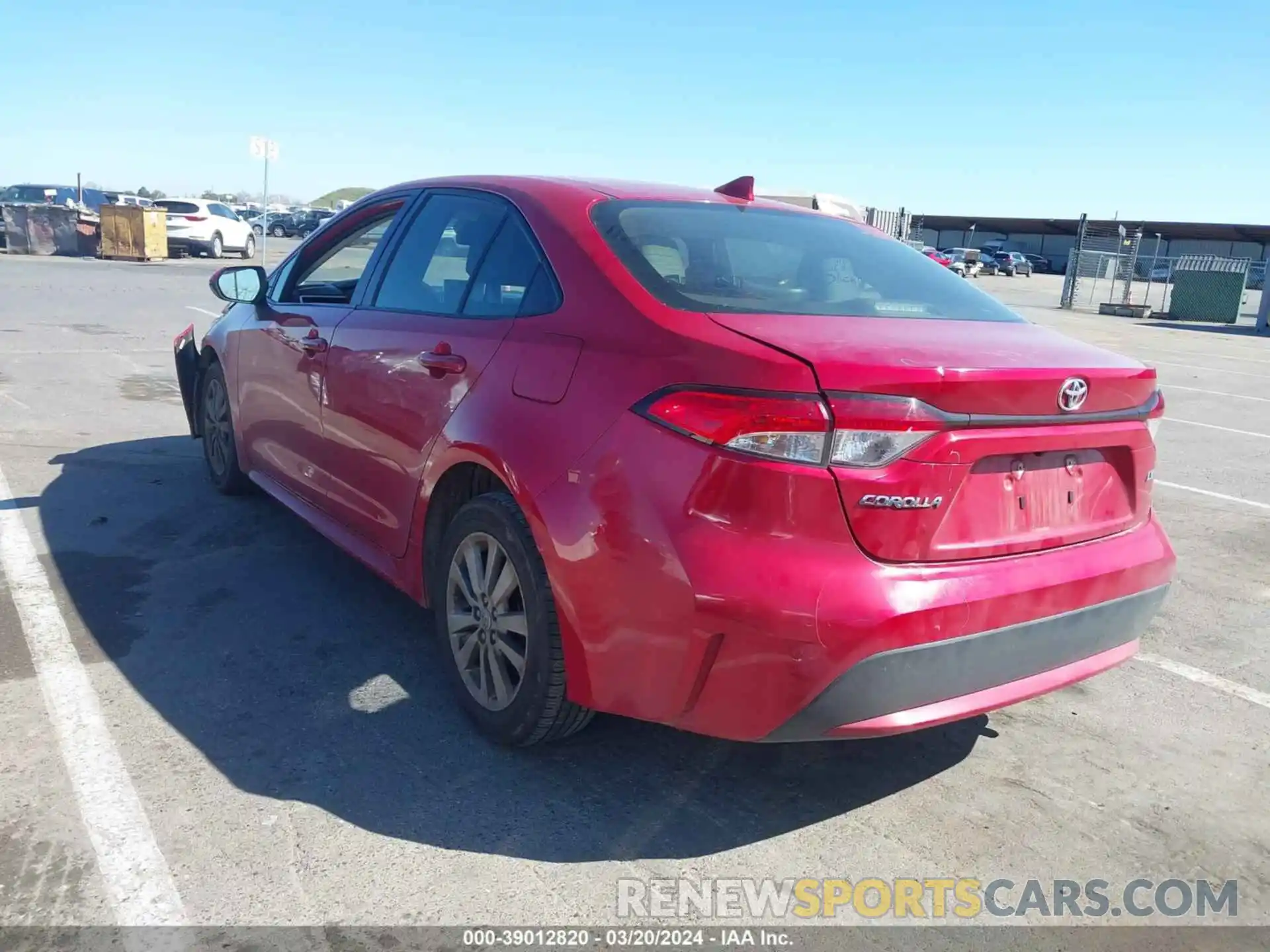 3 Photograph of a damaged car JTDEPRAE9LJ023419 TOYOTA COROLLA 2020