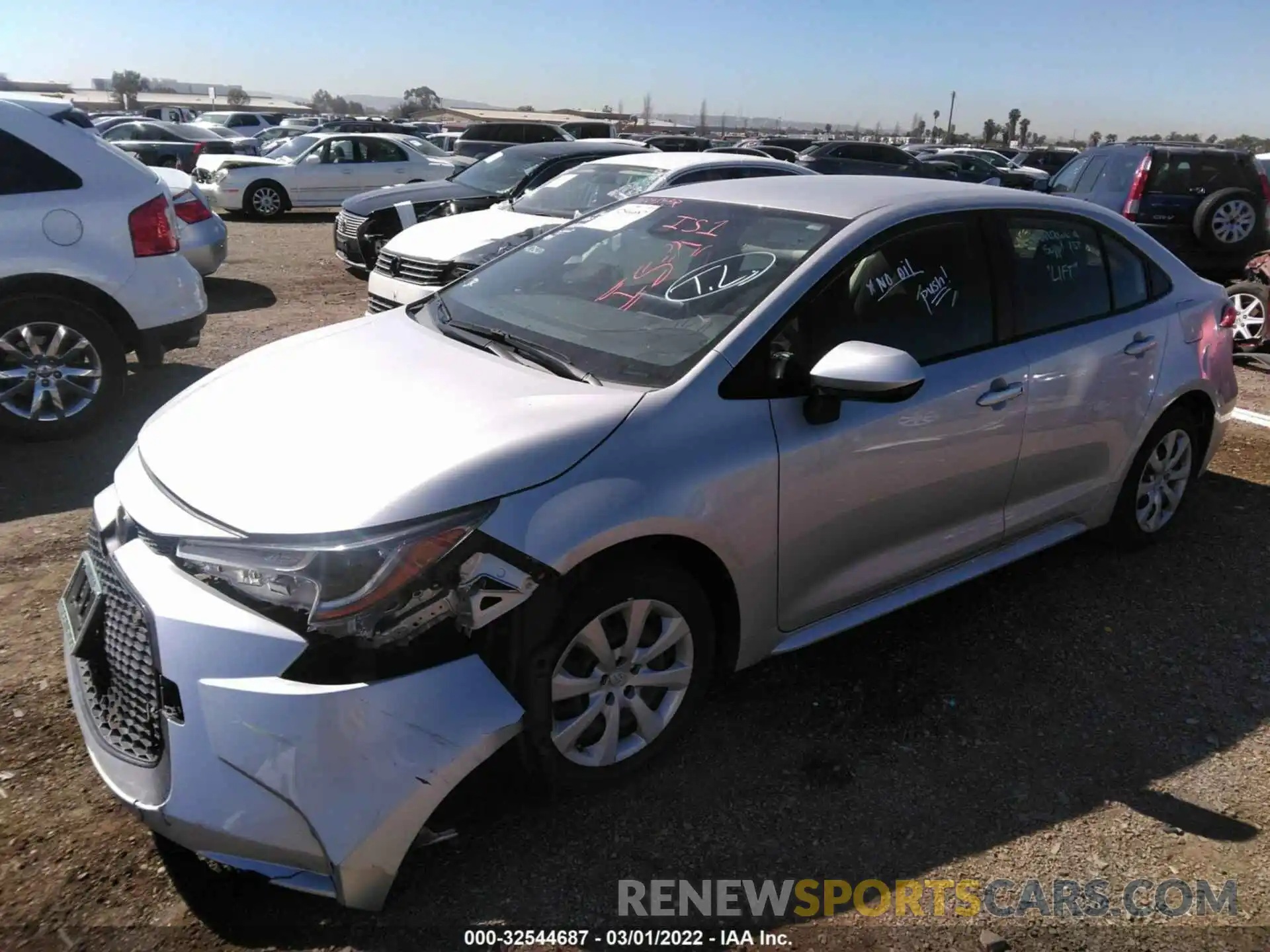 2 Photograph of a damaged car JTDEPRAE9LJ033528 TOYOTA COROLLA 2020