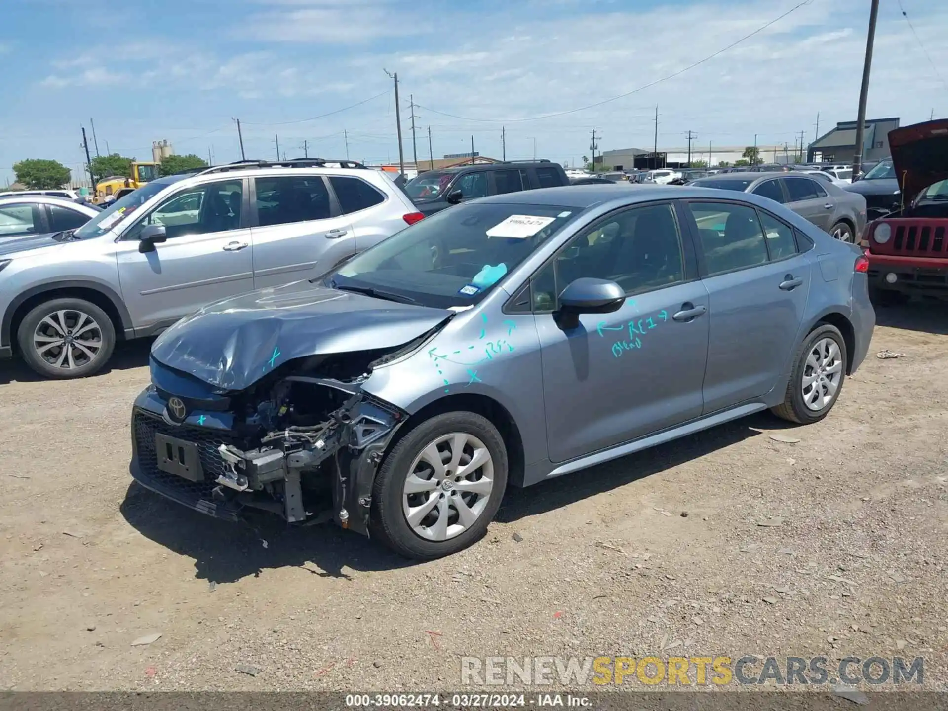 2 Photograph of a damaged car JTDEPRAE9LJ034890 TOYOTA COROLLA 2020