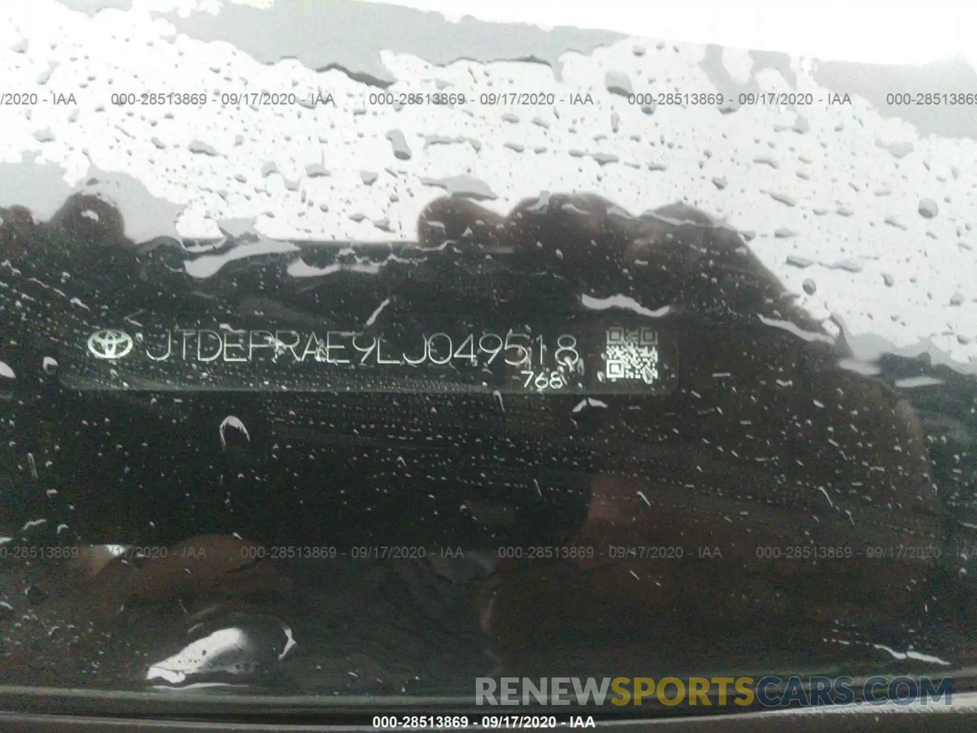9 Photograph of a damaged car JTDEPRAE9LJ049518 TOYOTA COROLLA 2020