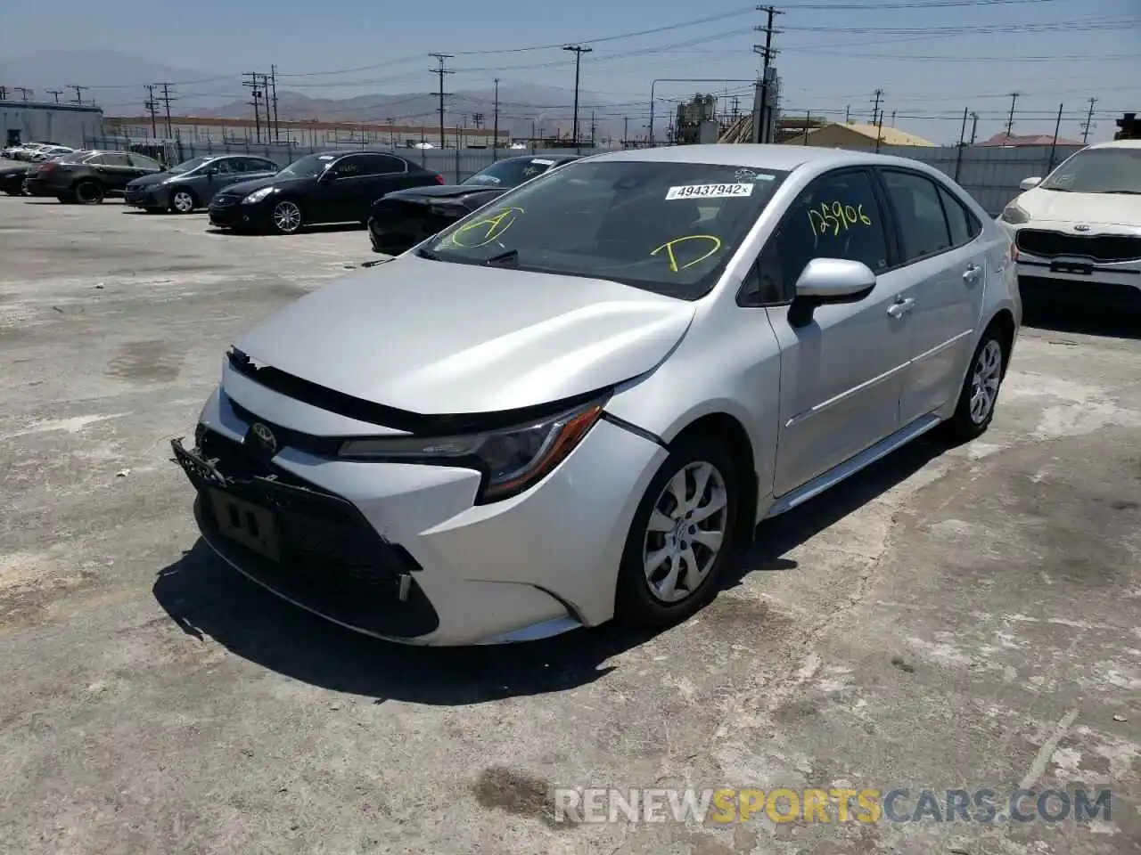 2 Photograph of a damaged car JTDEPRAE9LJ069834 TOYOTA COROLLA 2020