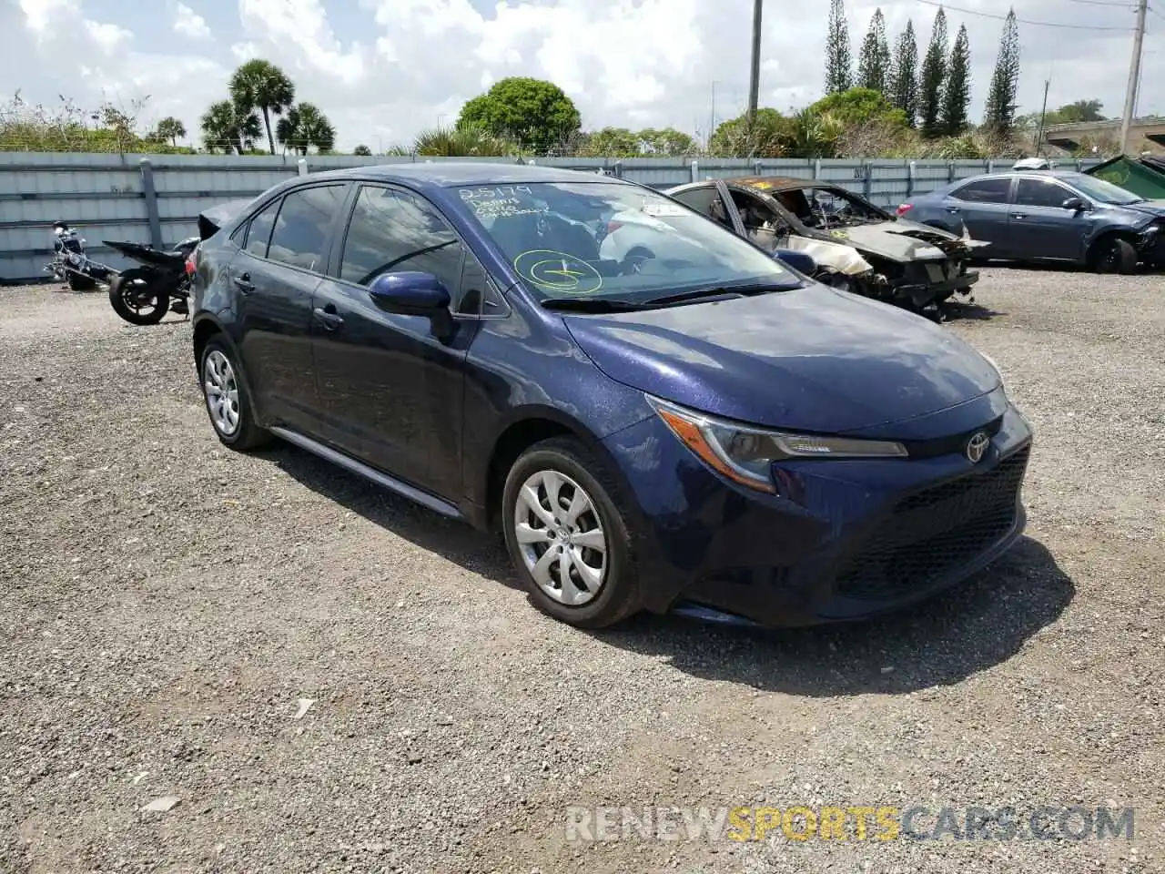 1 Photograph of a damaged car JTDEPRAE9LJ075732 TOYOTA COROLLA 2020