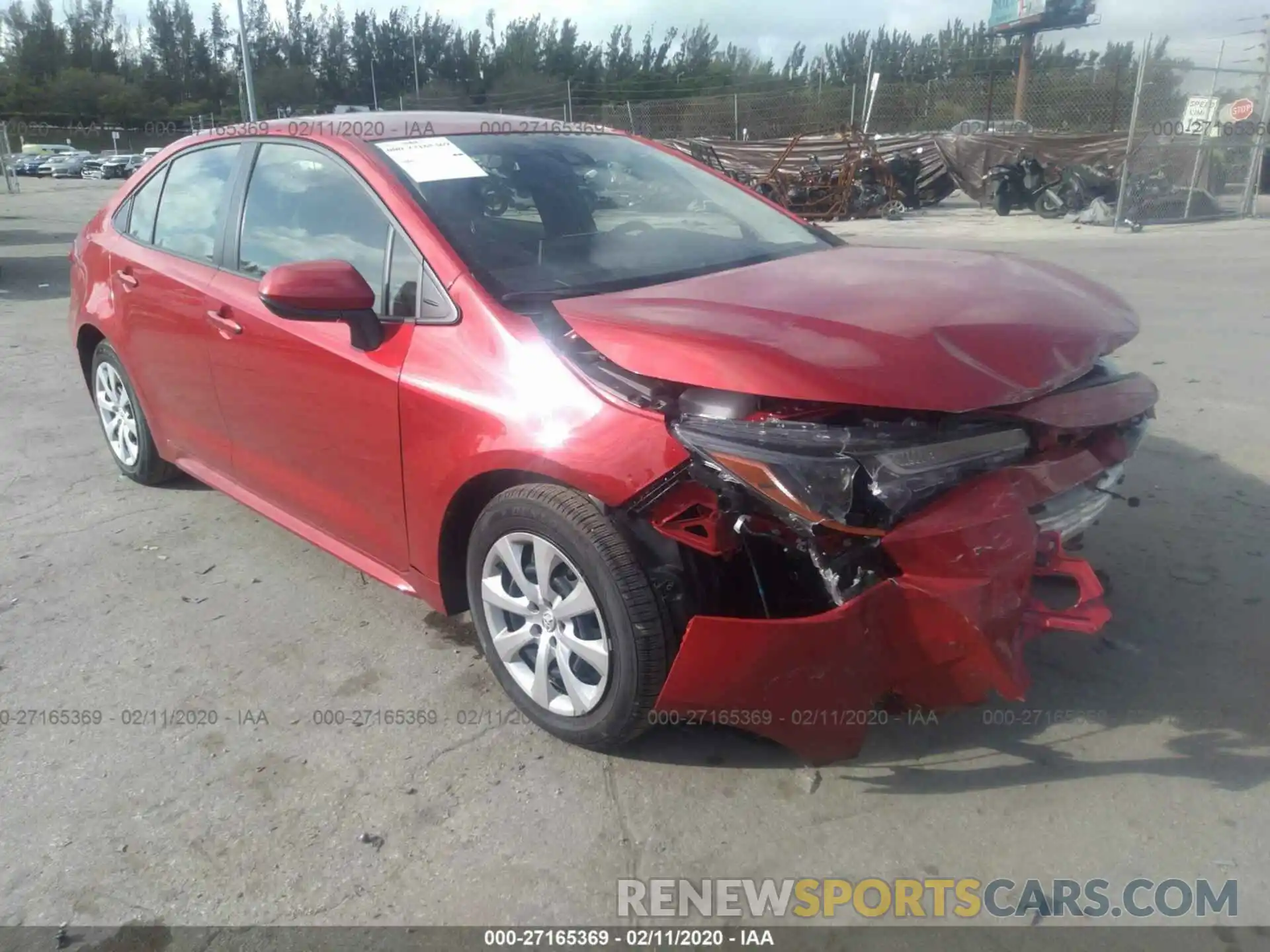 1 Photograph of a damaged car JTDEPRAE9LJ079361 TOYOTA COROLLA 2020