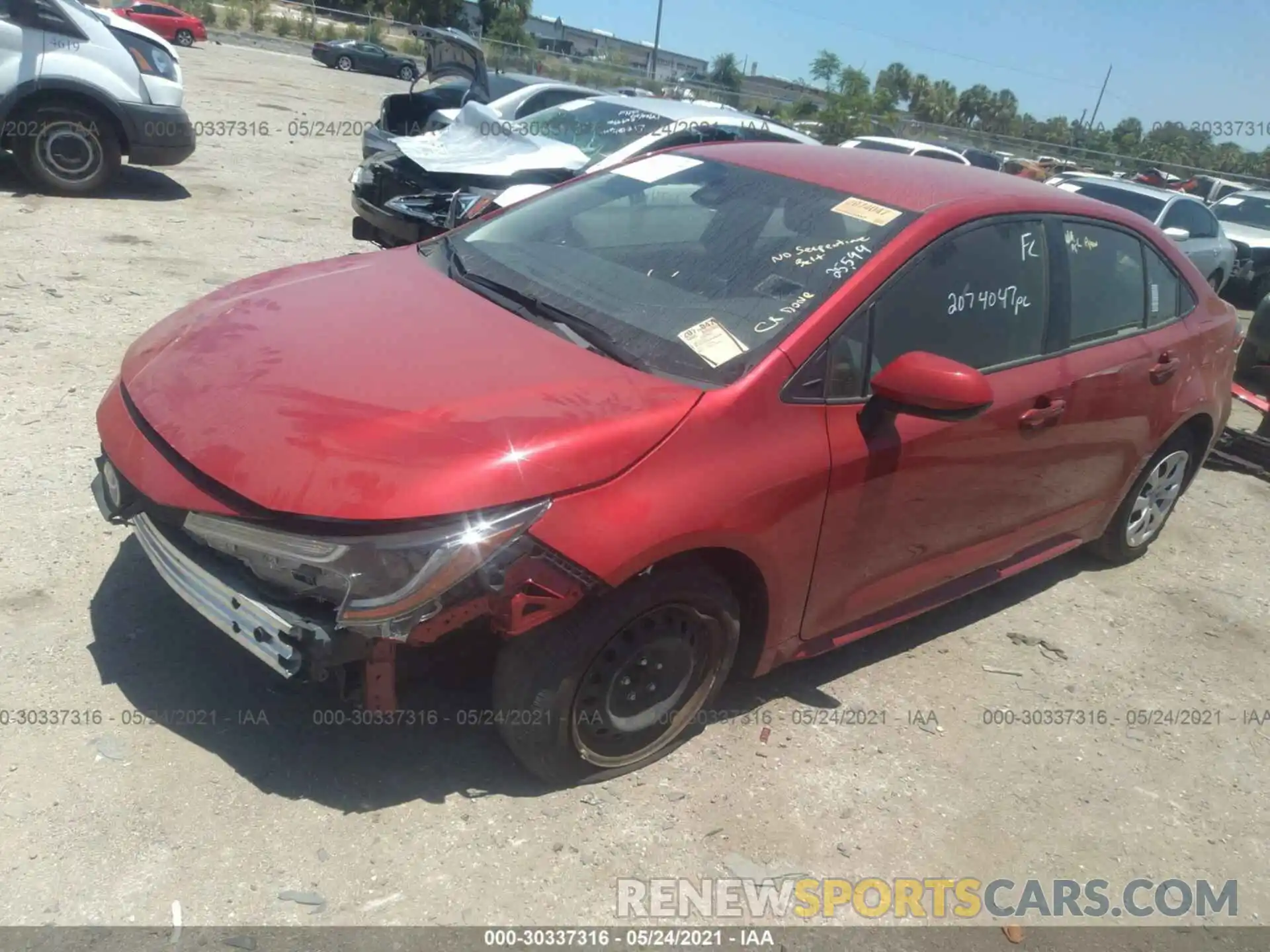 2 Photograph of a damaged car JTDEPRAE9LJ081014 TOYOTA COROLLA 2020