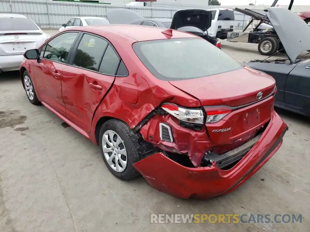 3 Photograph of a damaged car JTDEPRAE9LJ100449 TOYOTA COROLLA 2020