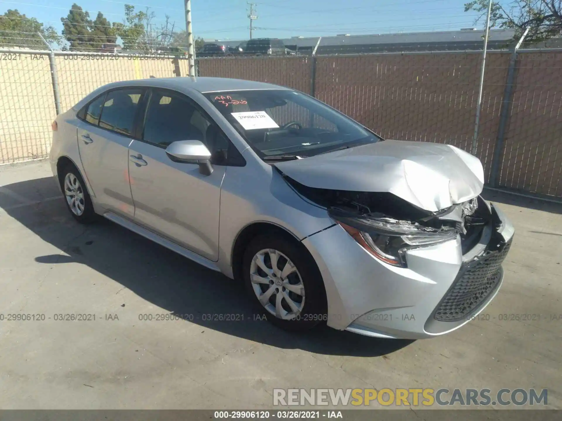 1 Photograph of a damaged car JTDEPRAEXLJ060074 TOYOTA COROLLA 2020