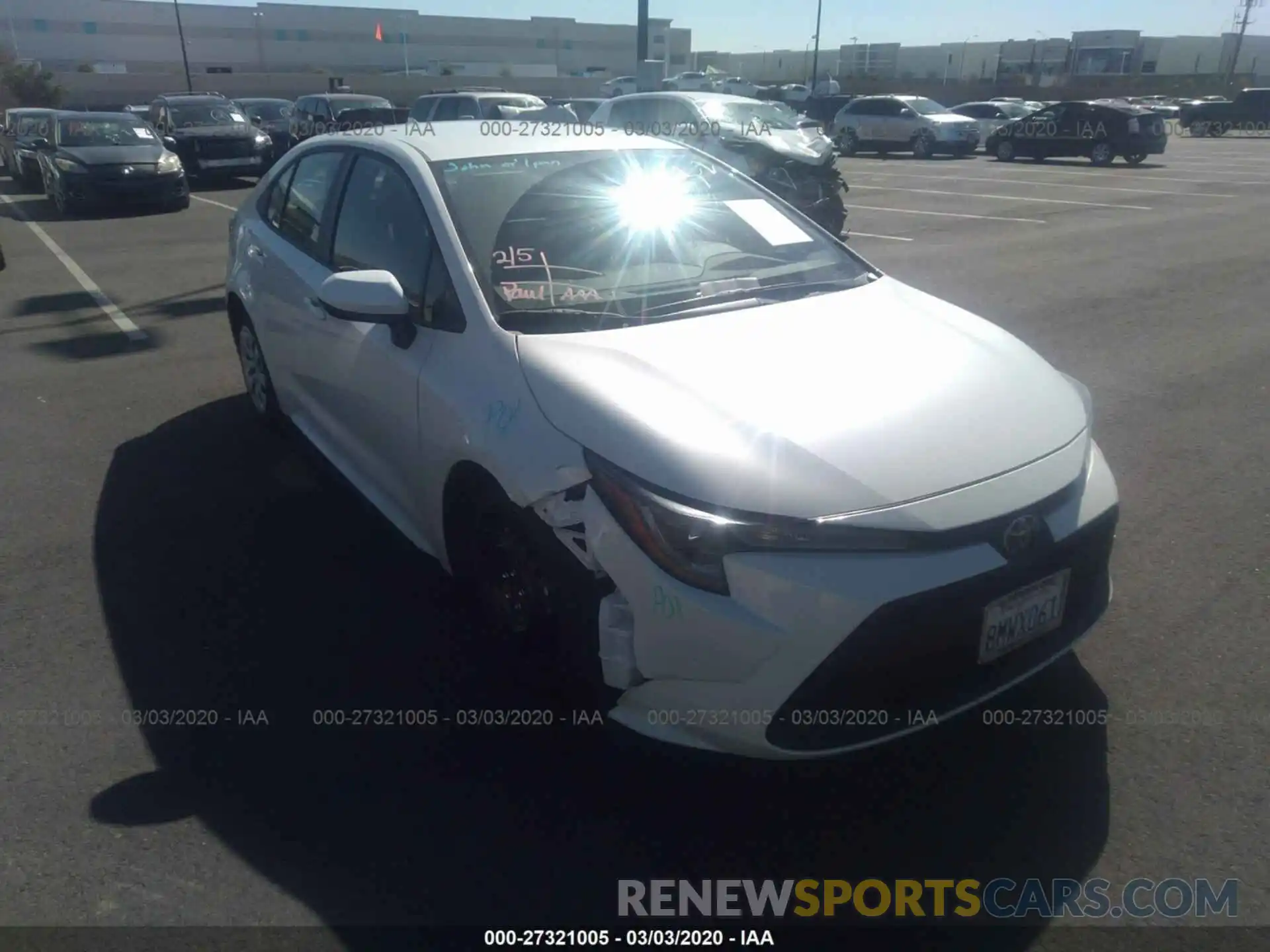 1 Photograph of a damaged car JTDEPRAEXLJ066151 TOYOTA COROLLA 2020