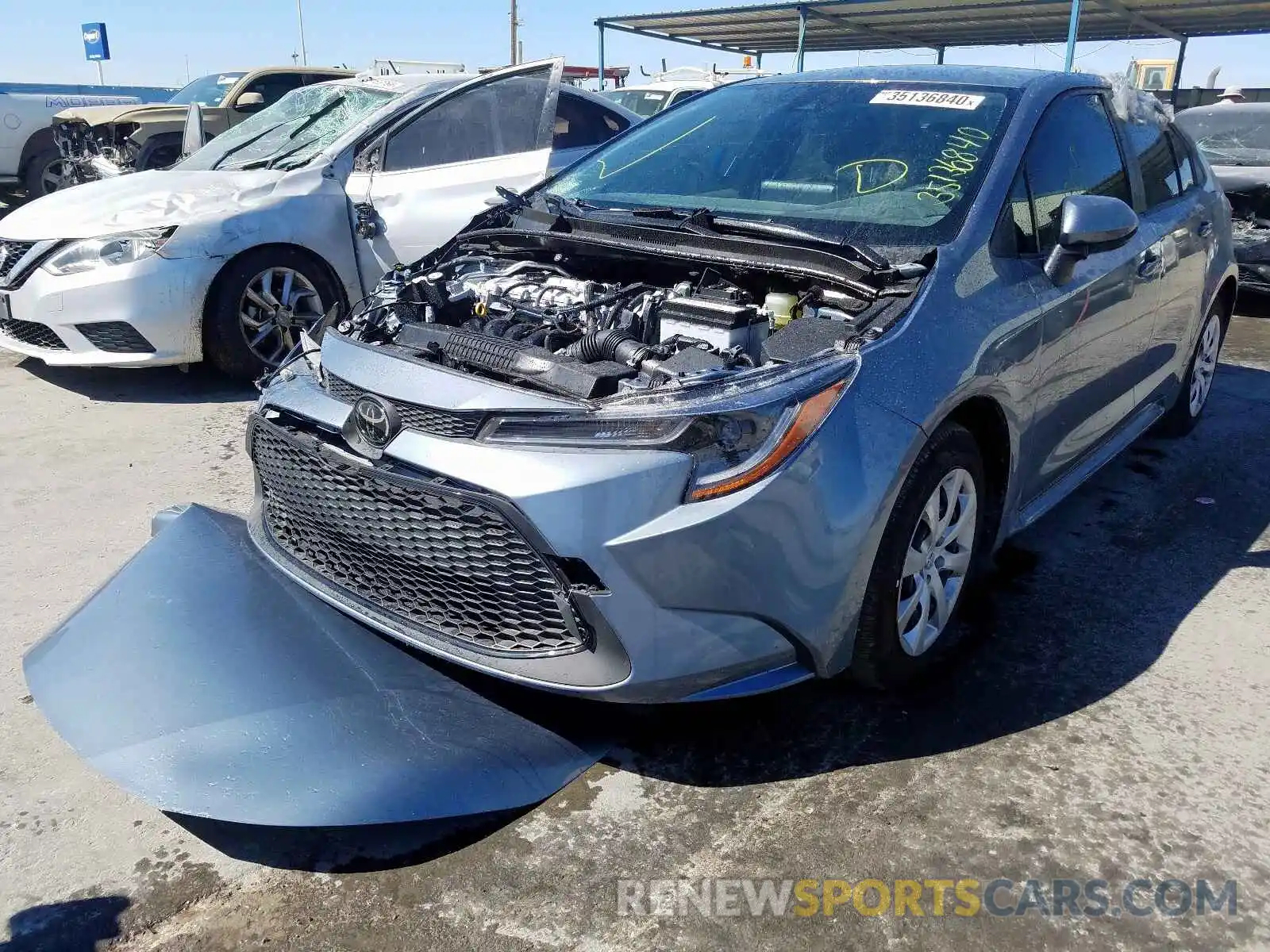 2 Photograph of a damaged car JTDEPRAEXLJ091437 TOYOTA COROLLA 2020