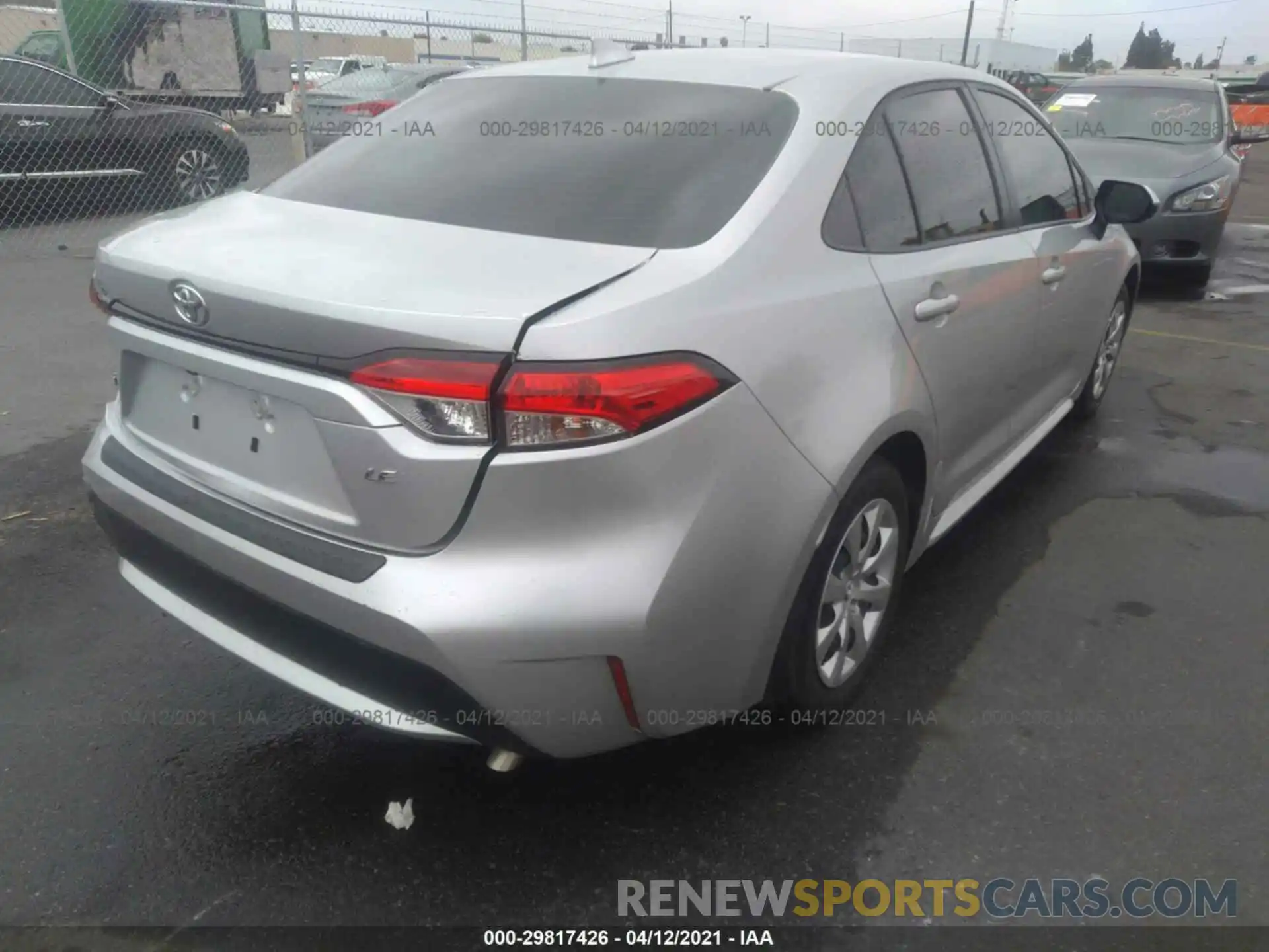 4 Photograph of a damaged car JTDEPRAEXLJ107619 TOYOTA COROLLA 2020