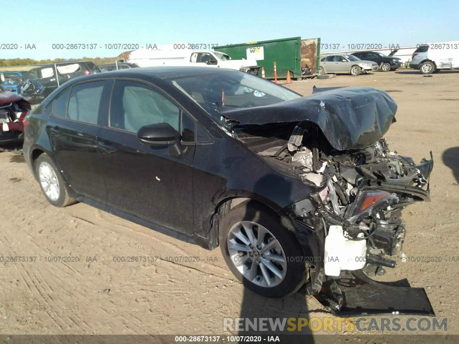 1 Photograph of a damaged car JTDHPRAE1LJ043919 TOYOTA COROLLA 2020