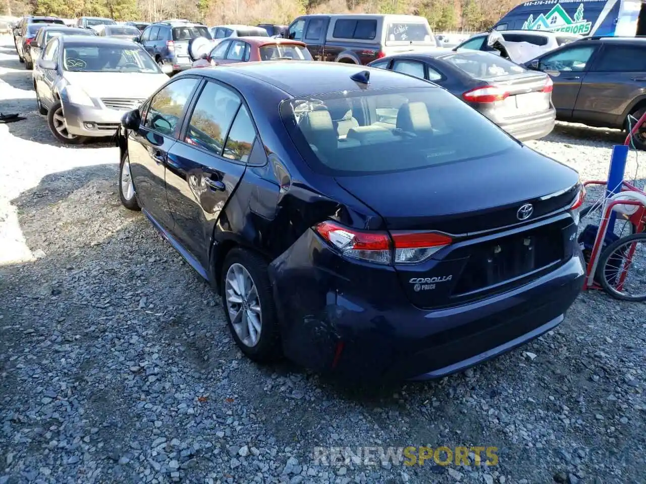 3 Photograph of a damaged car JTDHPRAE2LJ043394 TOYOTA COROLLA 2020