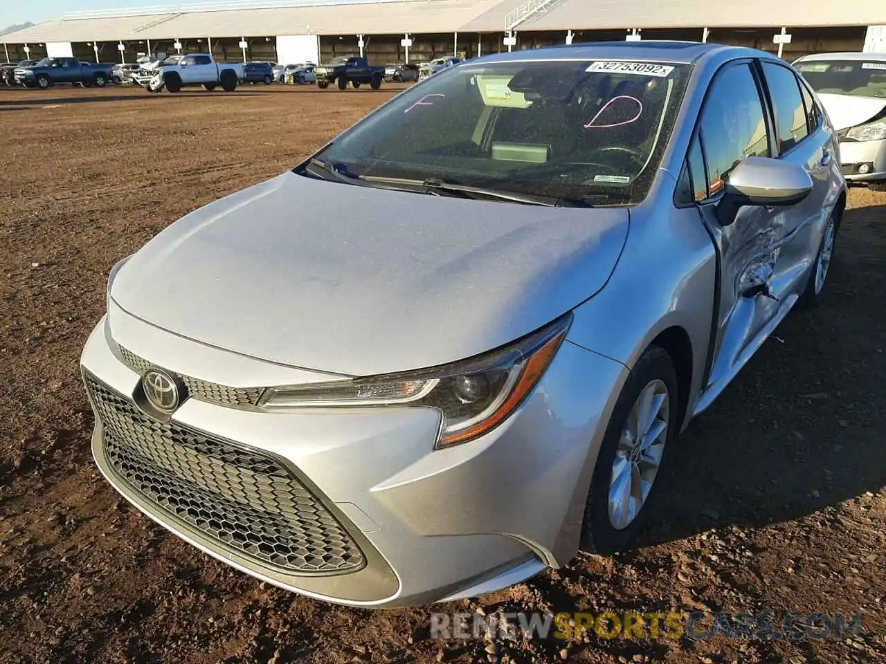 2 Photograph of a damaged car JTDHPRAE8LJ029385 TOYOTA COROLLA 2020