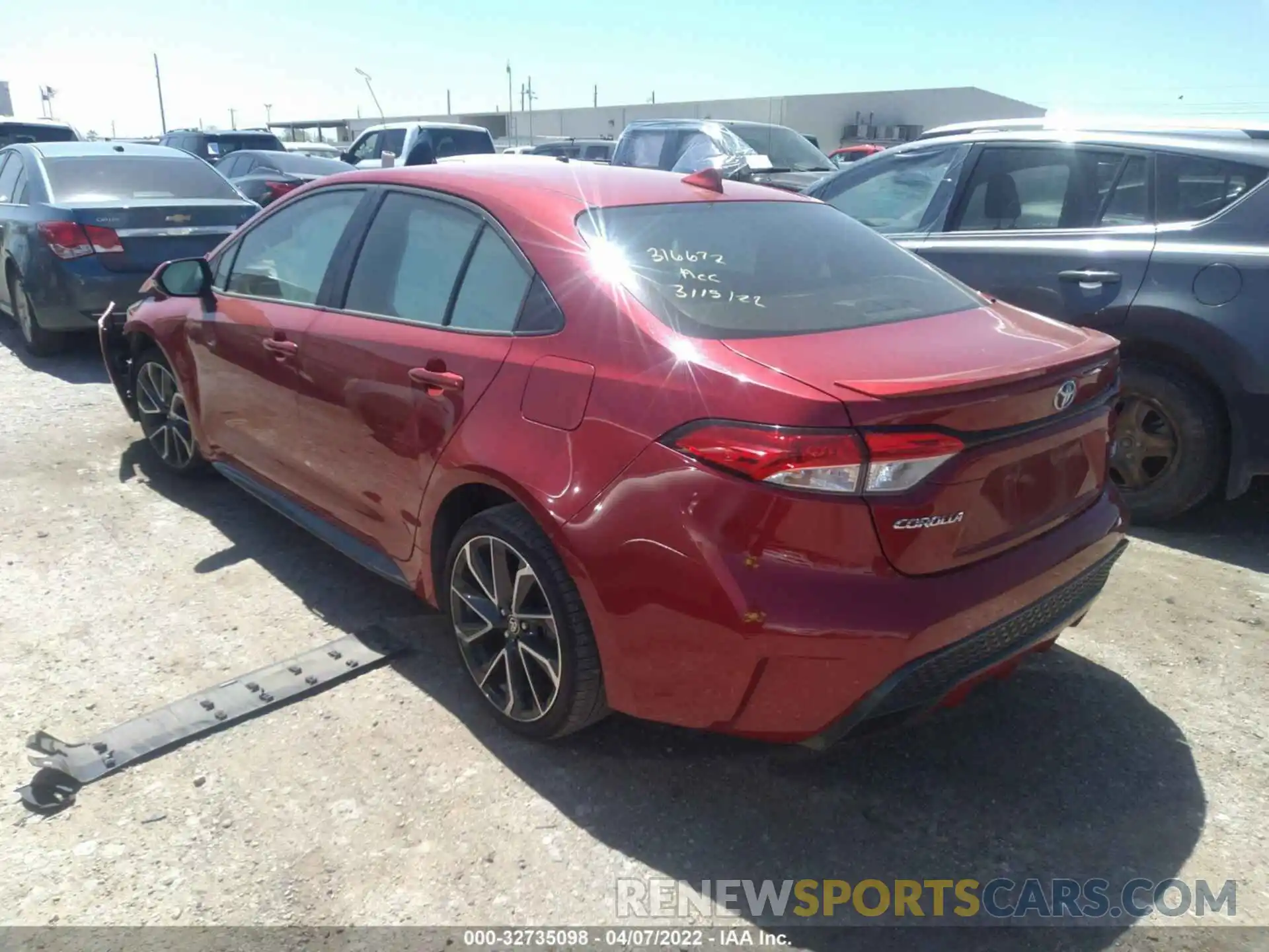 3 Photograph of a damaged car JTDS4RCE0LJ005030 TOYOTA COROLLA 2020