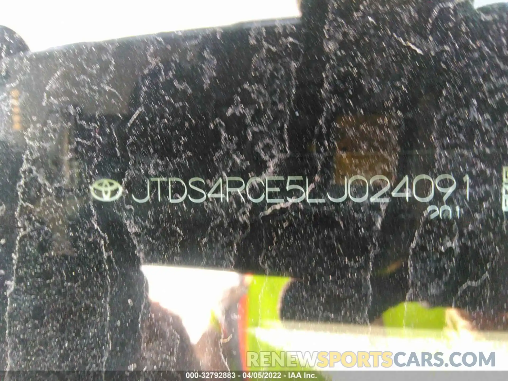 9 Photograph of a damaged car JTDS4RCE5LJ024091 TOYOTA COROLLA 2020