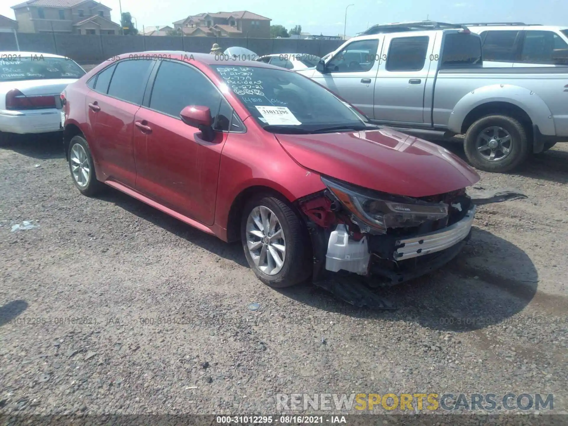 1 Photograph of a damaged car JTDVPRAE6LJ097719 TOYOTA COROLLA 2020