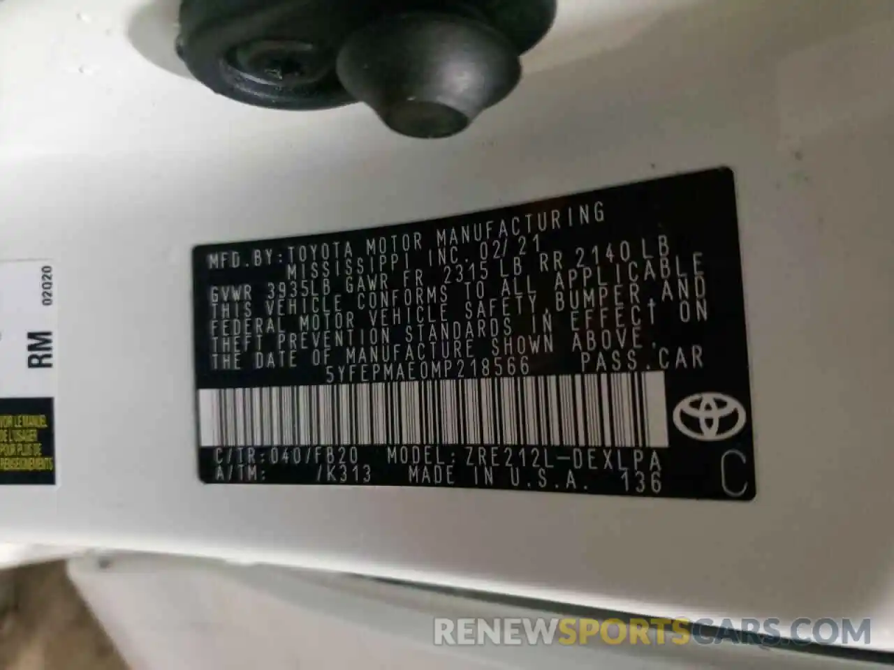 10 Фотография поврежденного автомобиля 5YFEPMAE0MP218566 TOYOTA COROLLA 2021