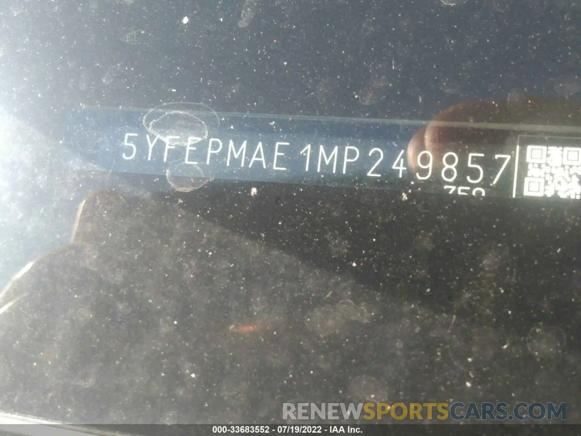 9 Фотография поврежденного автомобиля 5YFEPMAE1MP249857 TOYOTA COROLLA 2021