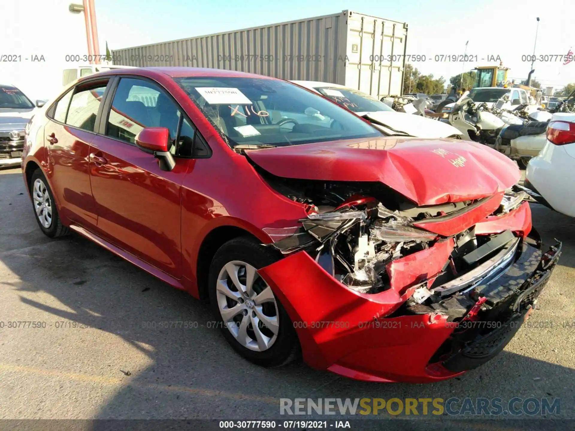 1 Photograph of a damaged car 5YFEPMAE2MP194044 TOYOTA COROLLA 2021