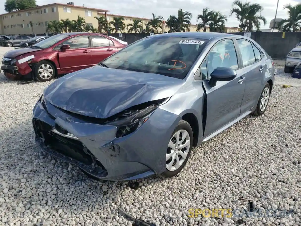 2 Photograph of a damaged car 5YFEPMAE5MP175925 TOYOTA COROLLA 2021