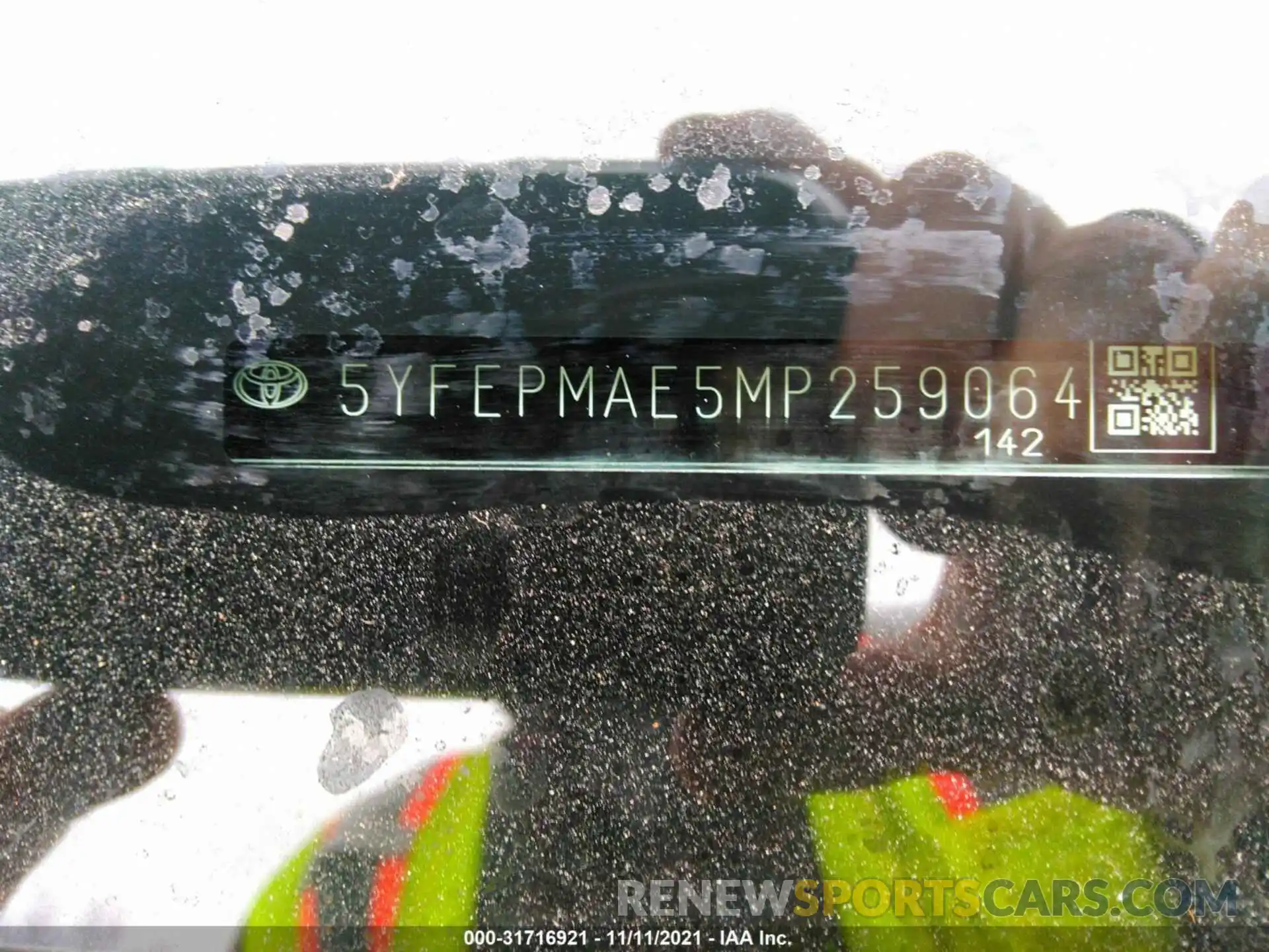 9 Фотография поврежденного автомобиля 5YFEPMAE5MP259064 TOYOTA COROLLA 2021