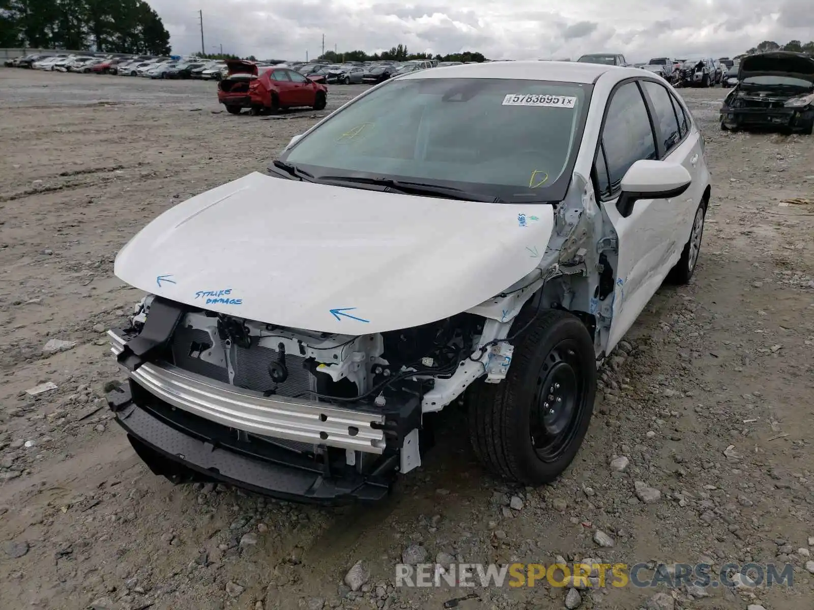 2 Photograph of a damaged car 5YFEPMAE6MP264242 TOYOTA COROLLA 2021