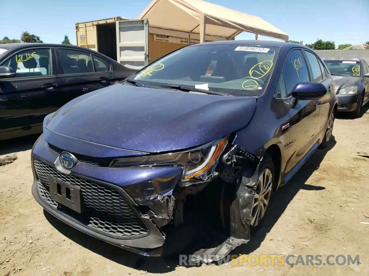 2 Photograph of a damaged car JTDEAMDE0MJ019762 TOYOTA COROLLA 2021