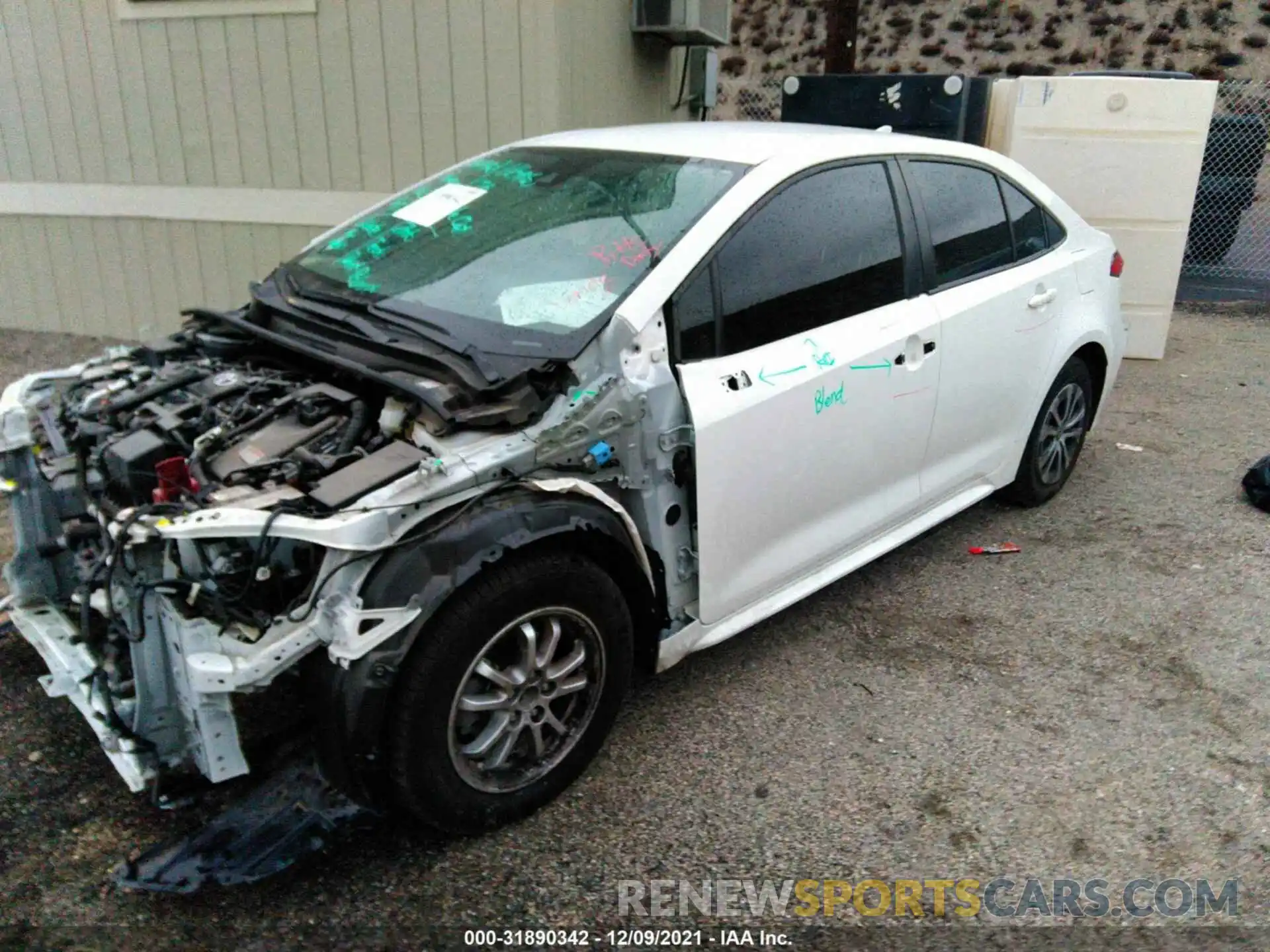 2 Photograph of a damaged car JTDEAMDE1MJ000489 TOYOTA COROLLA 2021