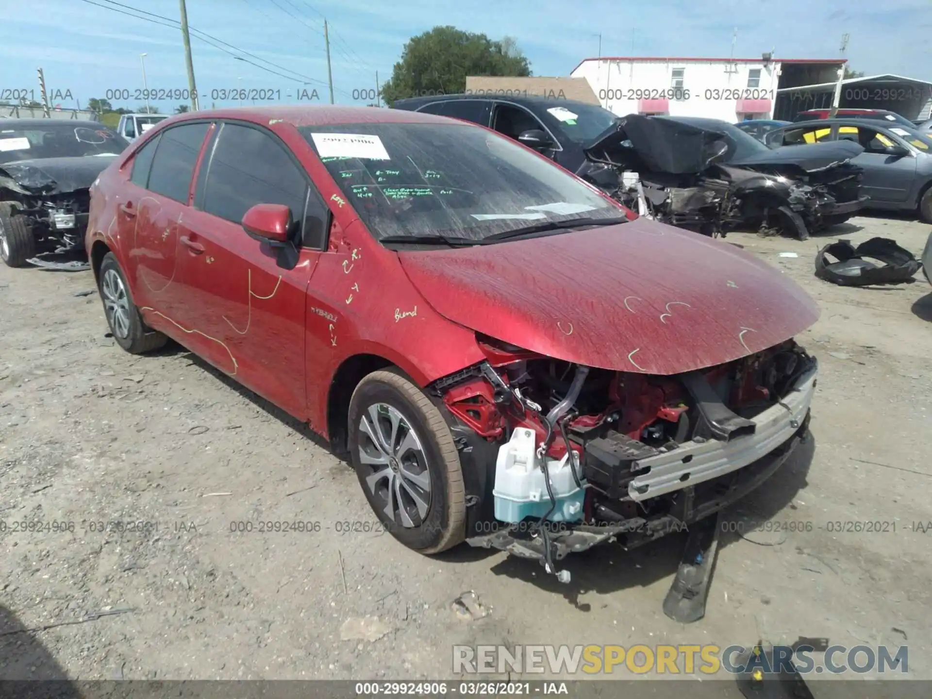 1 Photograph of a damaged car JTDEAMDE2MJ008794 TOYOTA COROLLA 2021