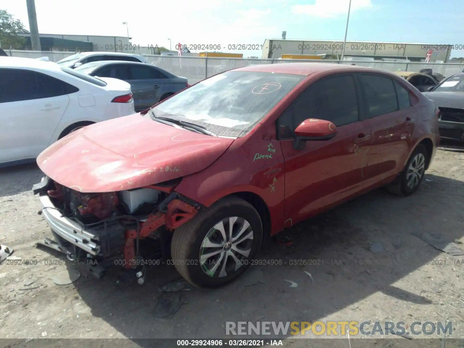 2 Photograph of a damaged car JTDEAMDE2MJ008794 TOYOTA COROLLA 2021