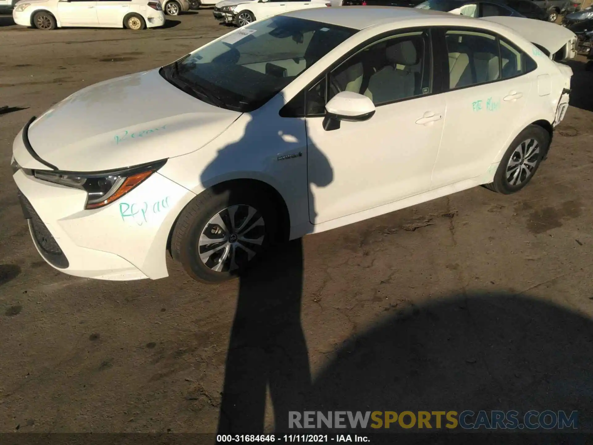 2 Photograph of a damaged car JTDEAMDE3MJ011087 TOYOTA COROLLA 2021