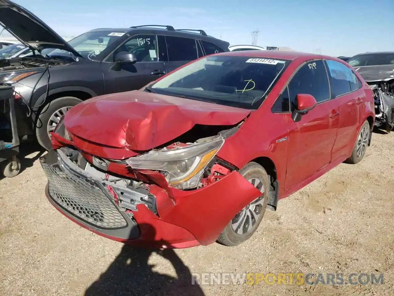 2 Photograph of a damaged car JTDEAMDE4MJ005170 TOYOTA COROLLA 2021