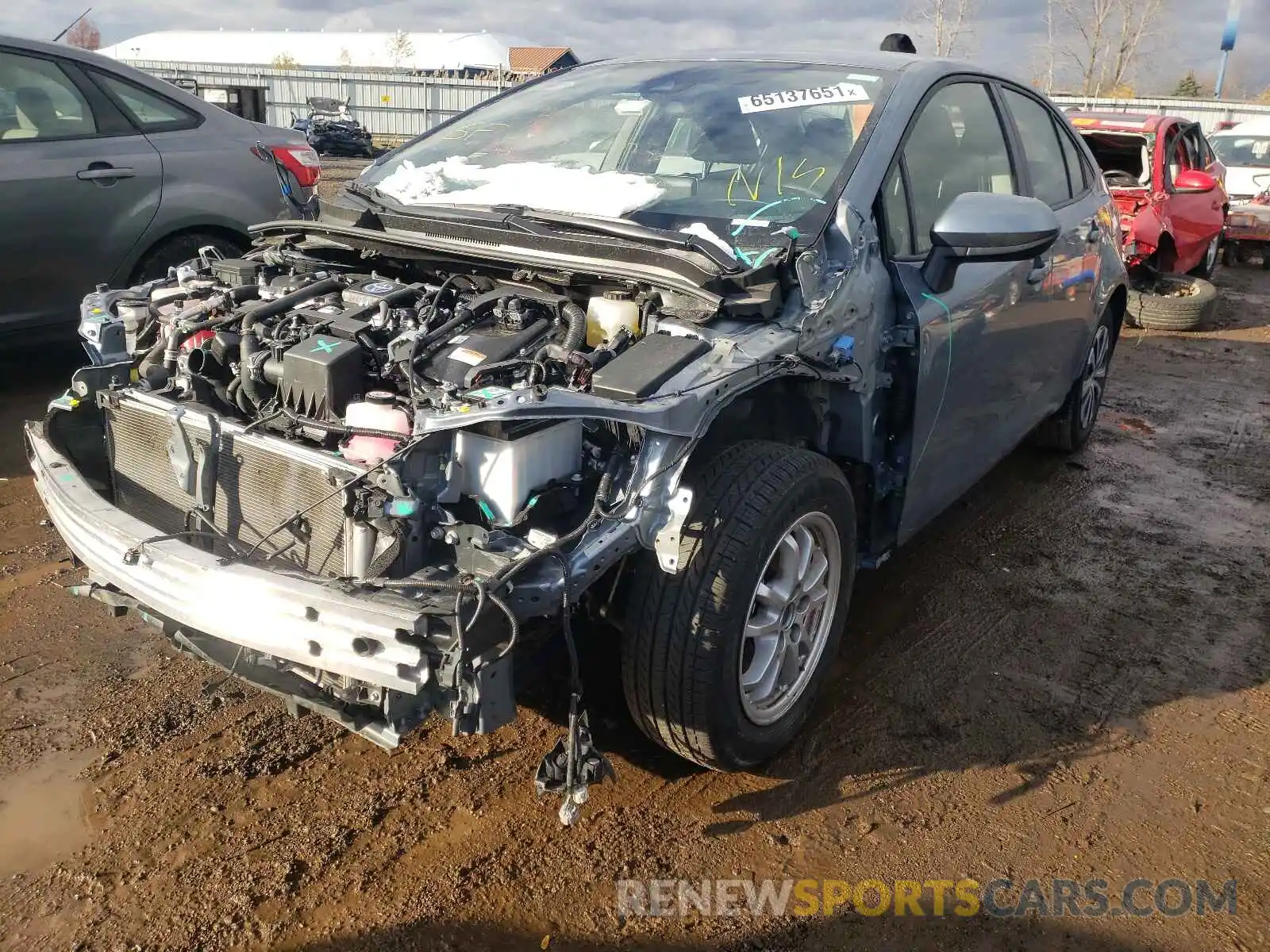 2 Photograph of a damaged car JTDEAMDE6MJ027297 TOYOTA COROLLA 2021